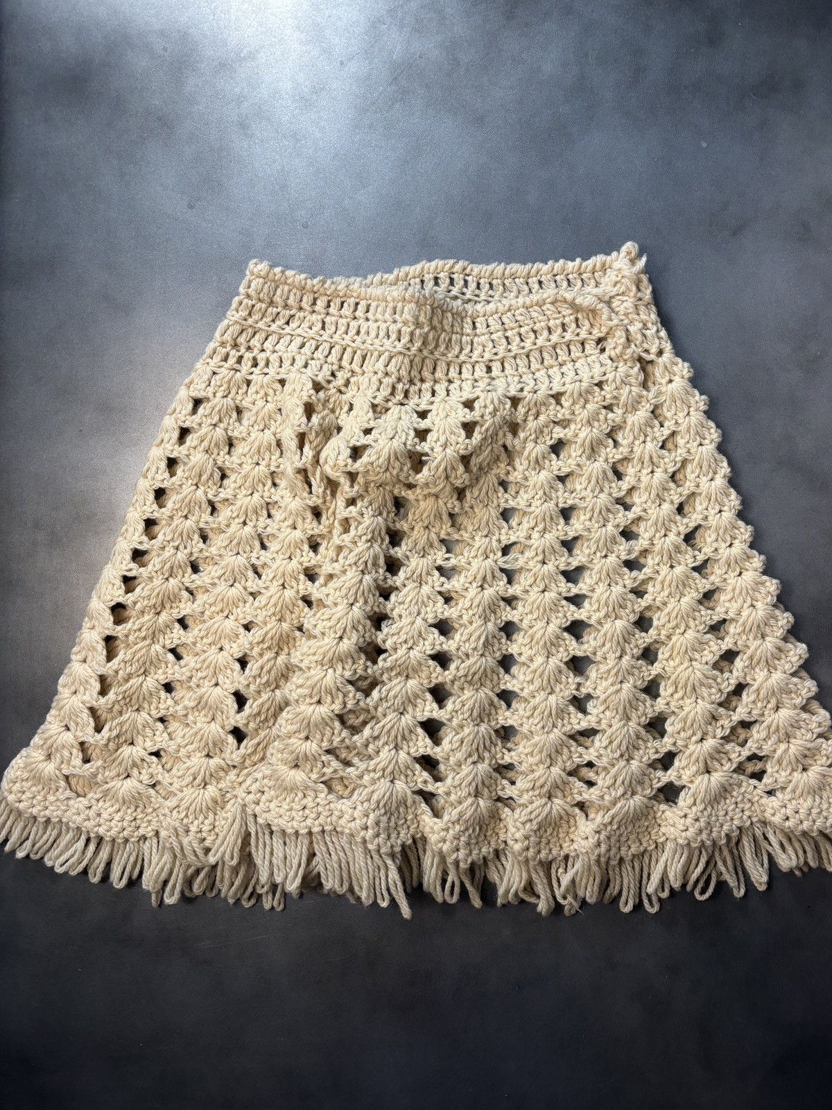 Vintage Vintage Loose Knit Skirt 1970s Skirt Coachella Boho Handmade Size 29" - 3 Thumbnail