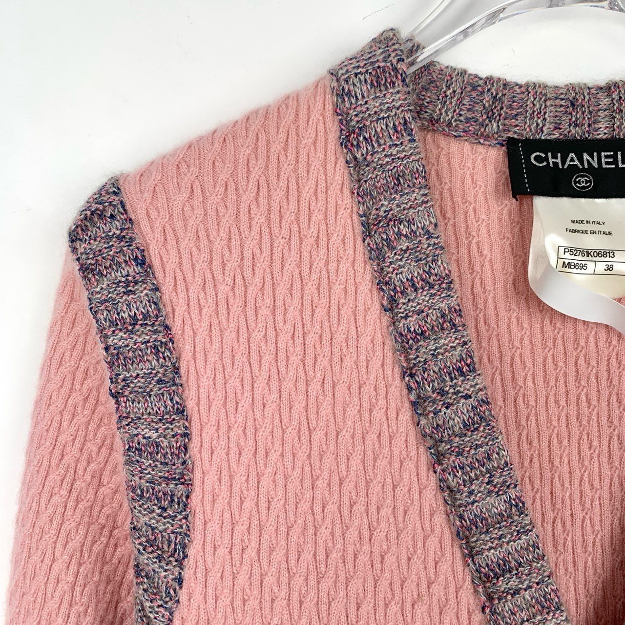 Chanel Chanel V-neck Pink Cashmere Silk Blend Knitted Dress K26WX Size S / US 4 / IT 40 - 3 Thumbnail