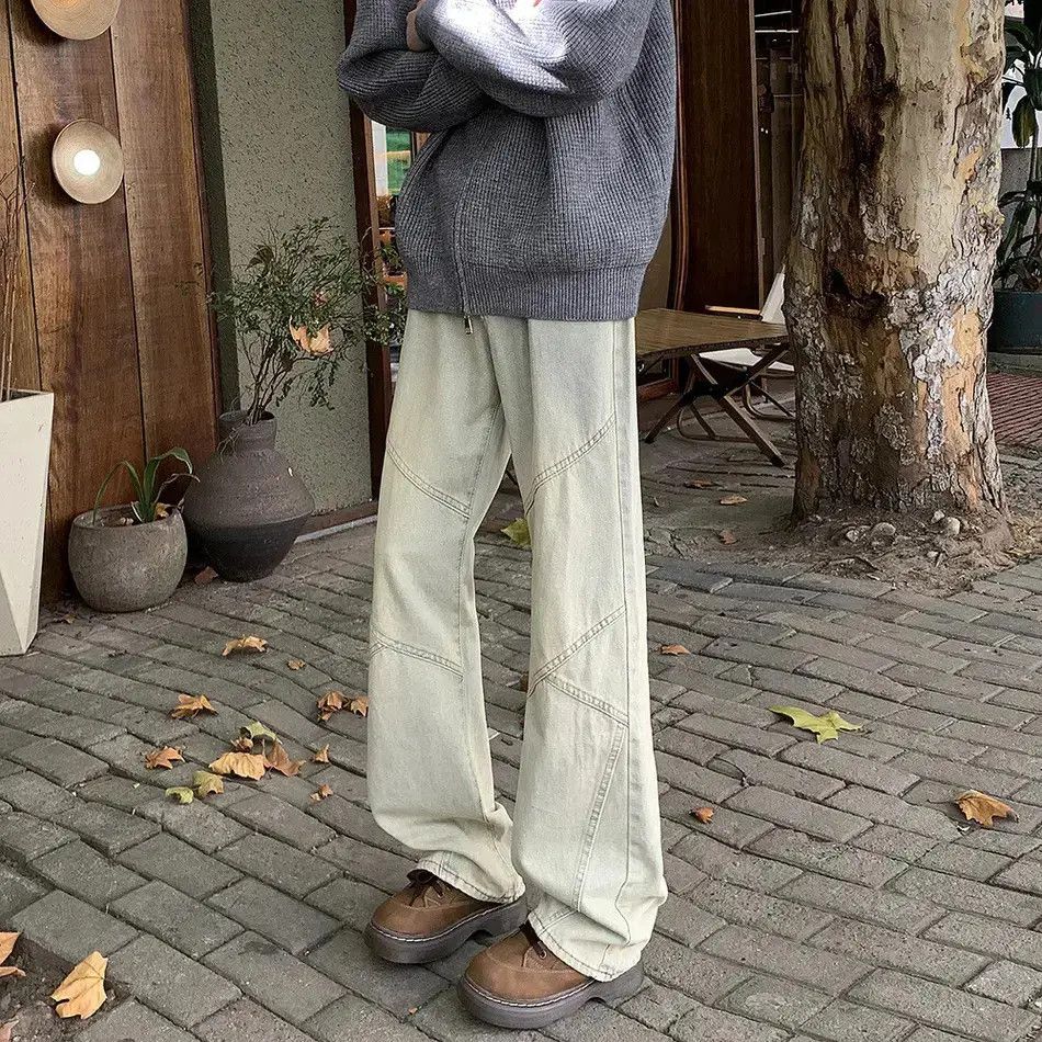 Japanese Brand Retro loose straight leg spliced jeans Size US 32 / EU 48 - 1 Thumbnail