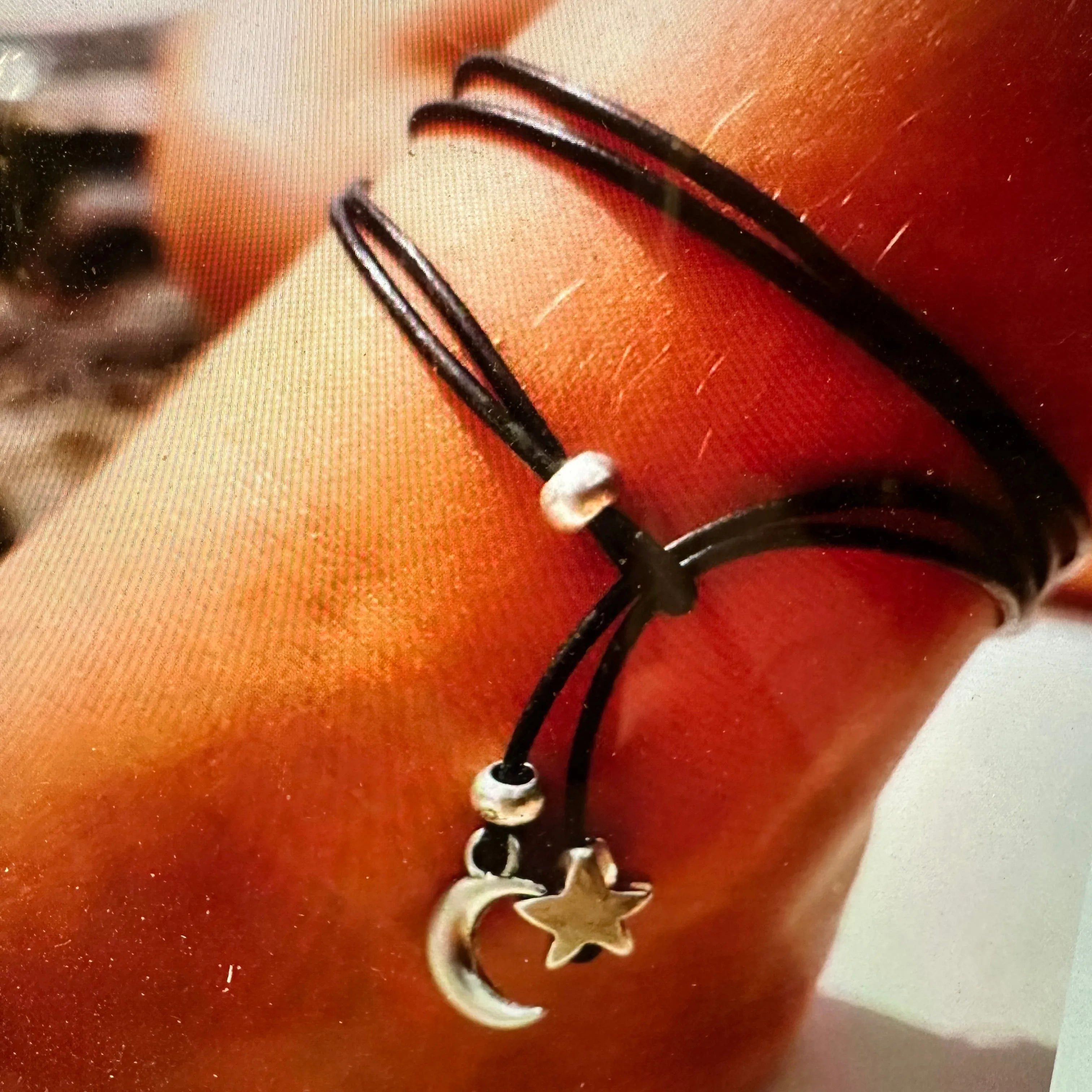 Other Handcrafted Boho Hippie Black Cord Moon & Sun Anklet , Gift Size ONE SIZE - 1 Thumbnail