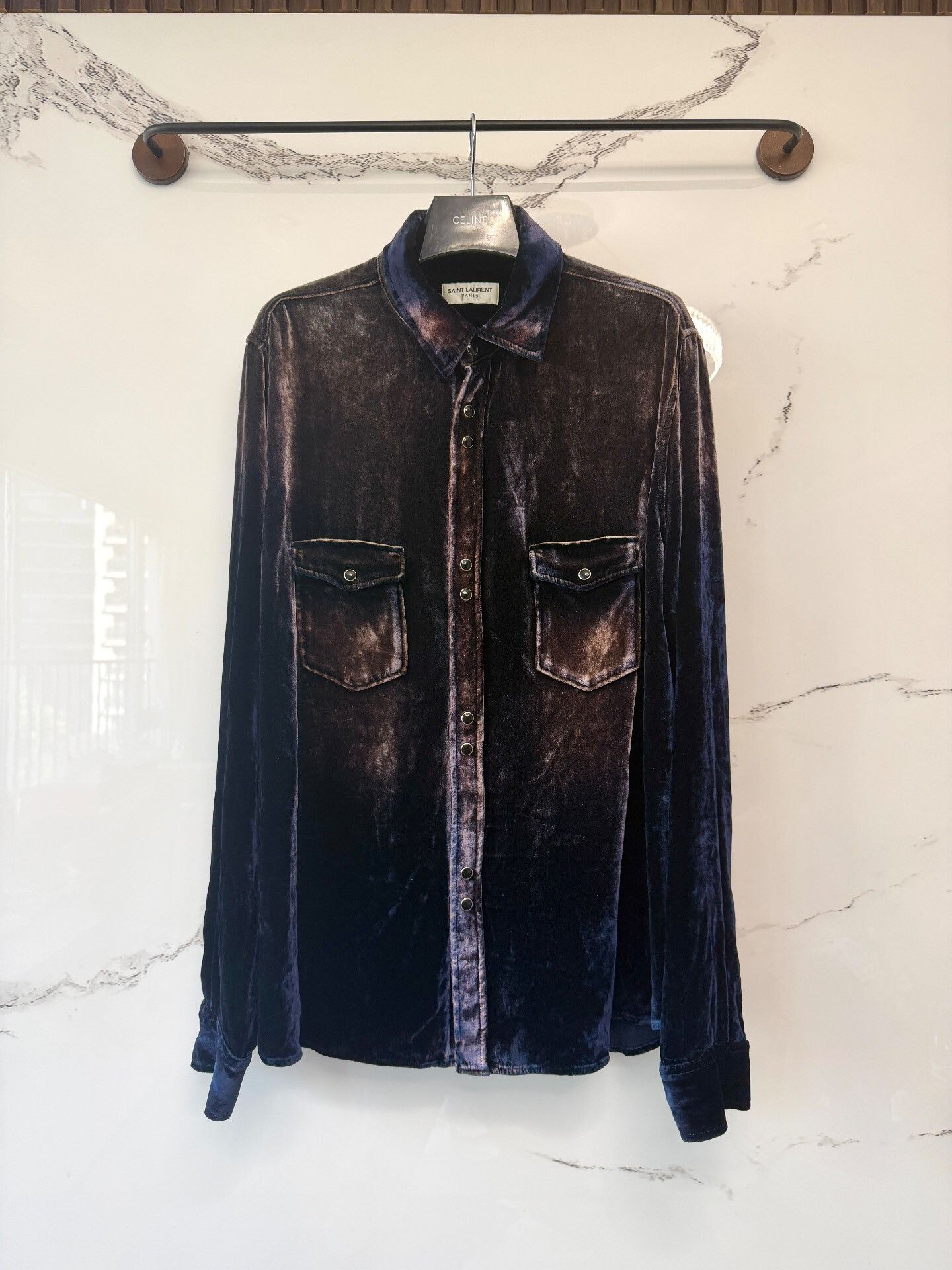 Saint Laurent Paris saint laurent gradient velvet shirt Size US XXL / EU 58 / 5 - 1 Thumbnail