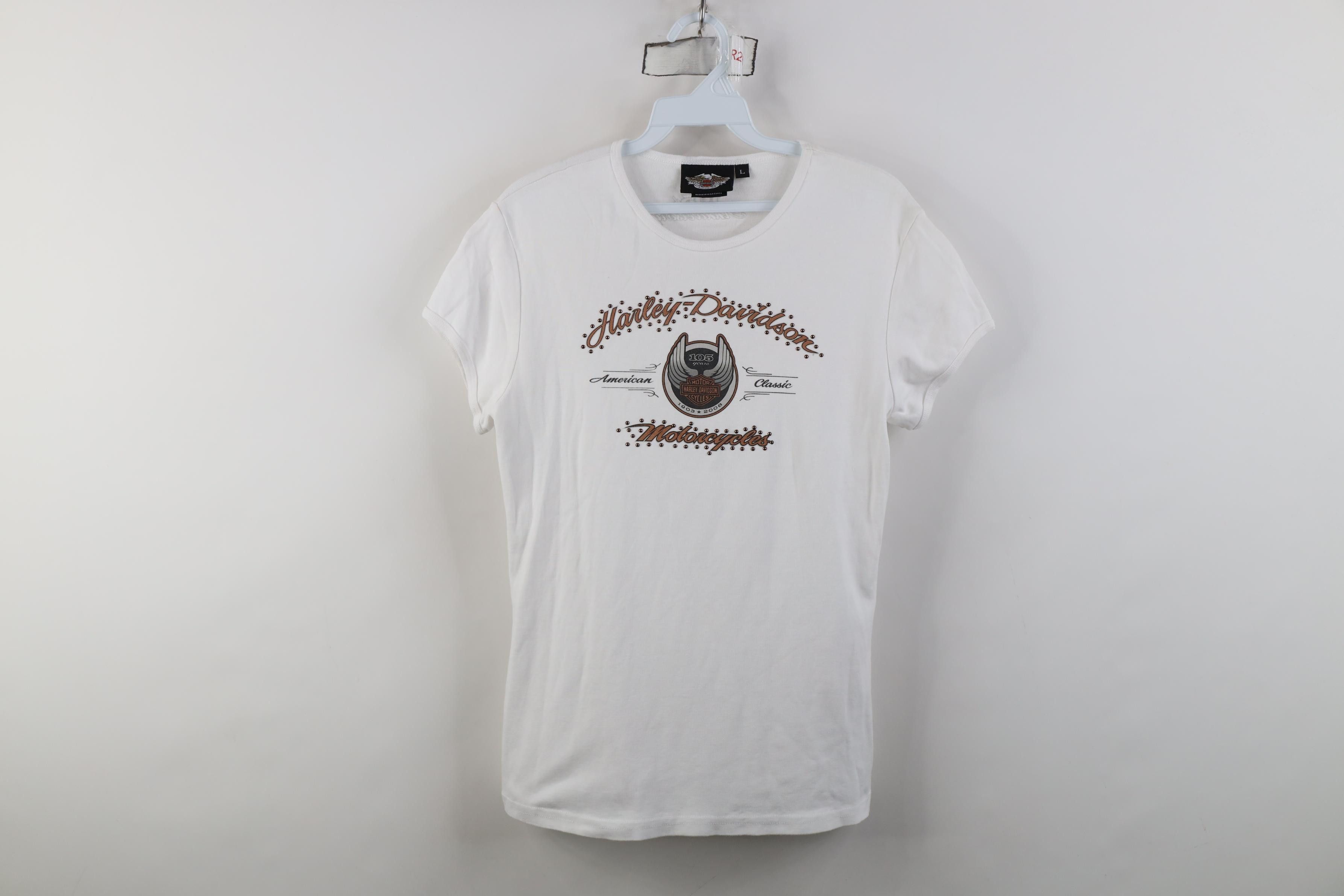 Harley Davidson Y2K White Harley Davidson LA Grunge Gothic Biker T