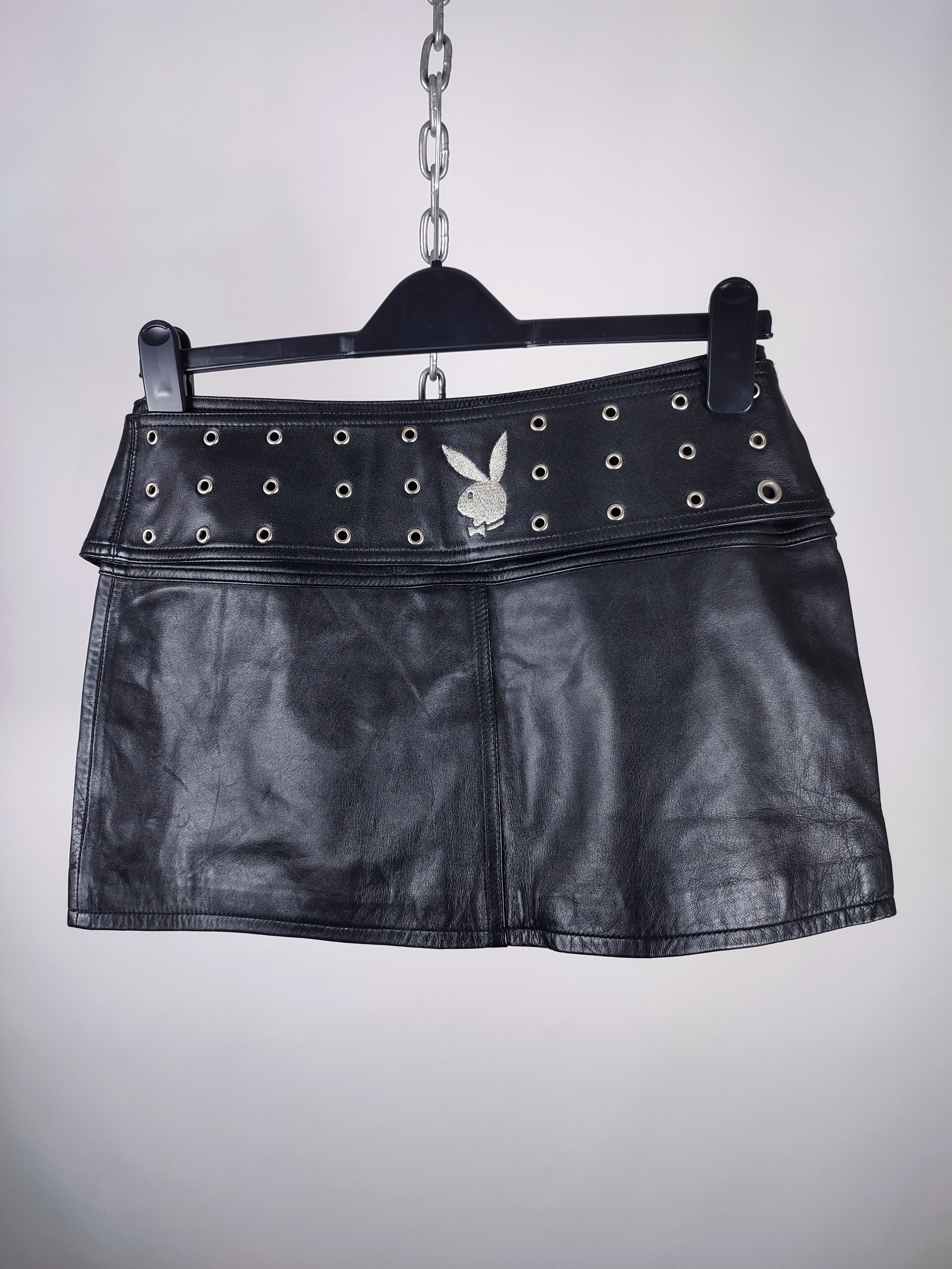 Playboy VTG Playboy logo Leather Belted Mini Skirt Size 32" / US 10 / IT 46 - 7 Thumbnail