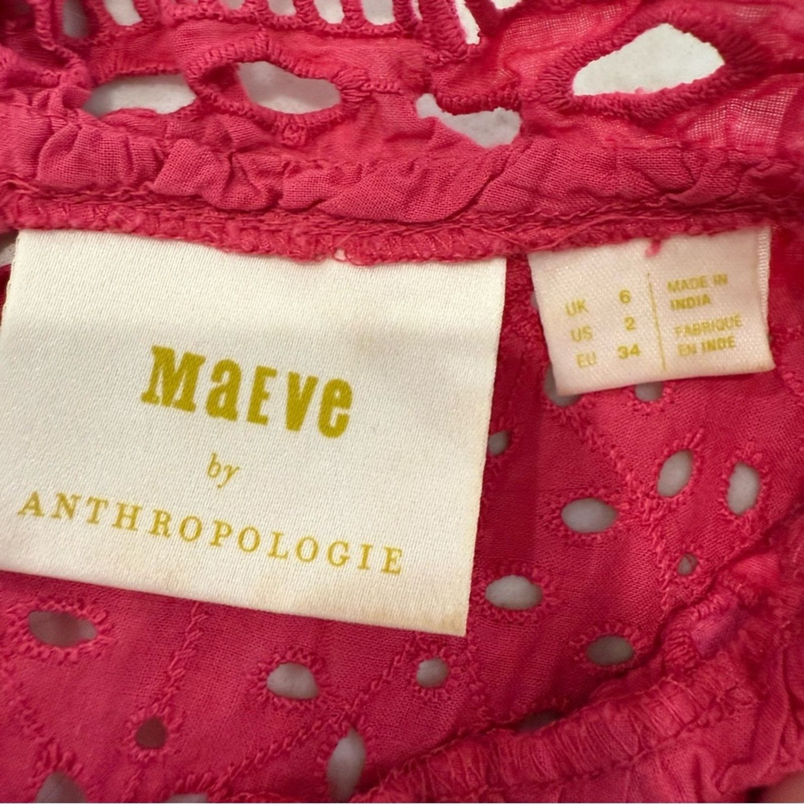 Anthropologie Maeve Anthropologie Ruffle Eyelet Sleeveless Blouse Womens 2 Size XS / US 0-2 / IT 36-38 - 4 Thumbnail