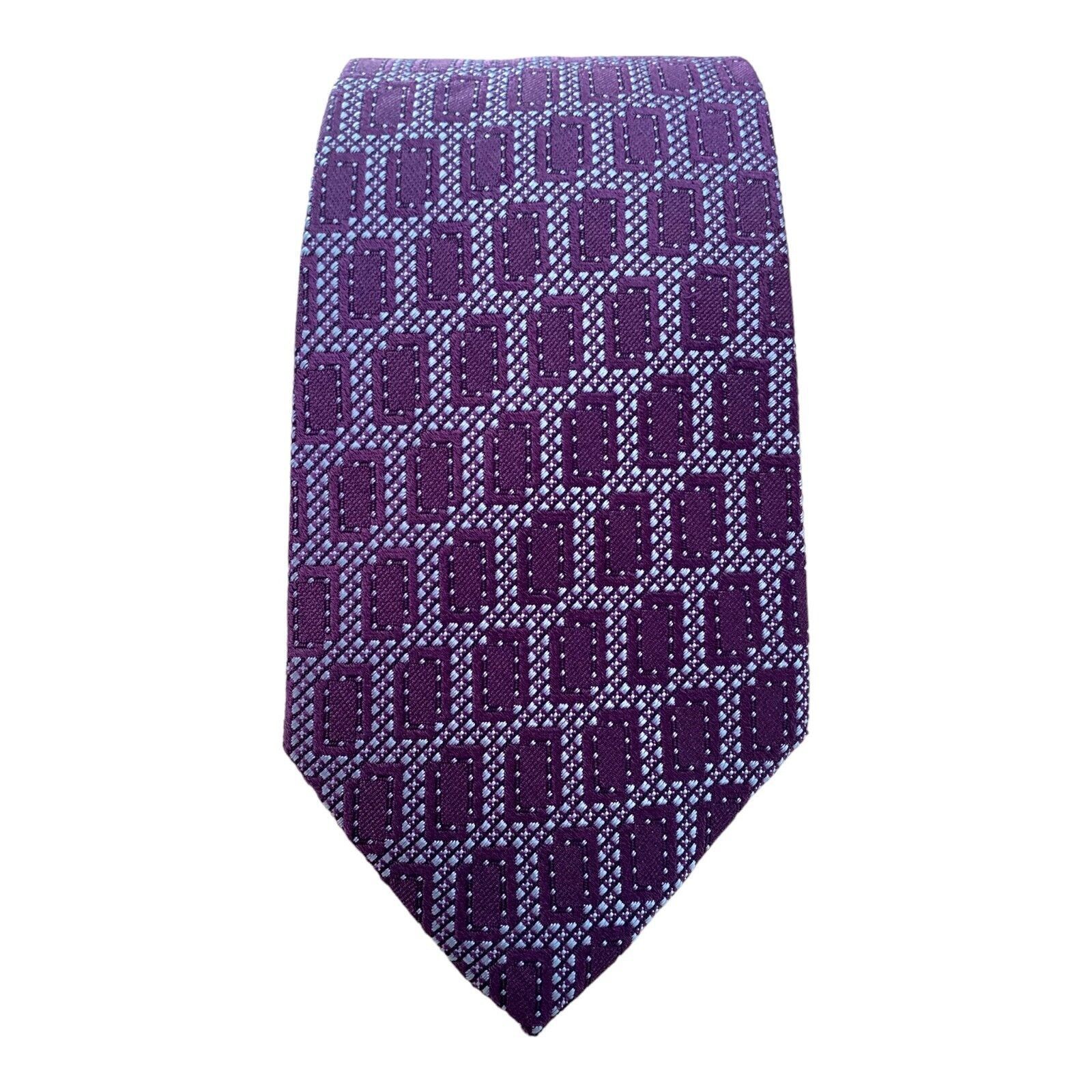 Armani ARMANI COLLEZIONI Purple Geometric Luxury Silk Tie Made In I Size ONE SIZE - 6 Thumbnail