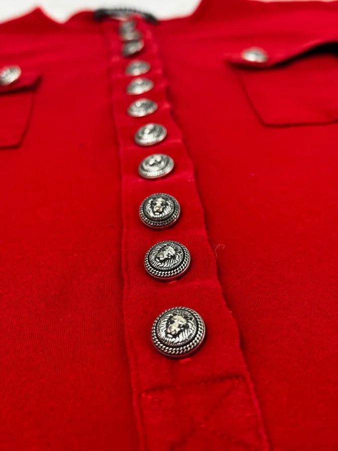 Balmain 2000s Balmain Red Buttoned Blouse Longsleeve T-Shirt Size S / US 4 / IT 40 - 7 Thumbnail