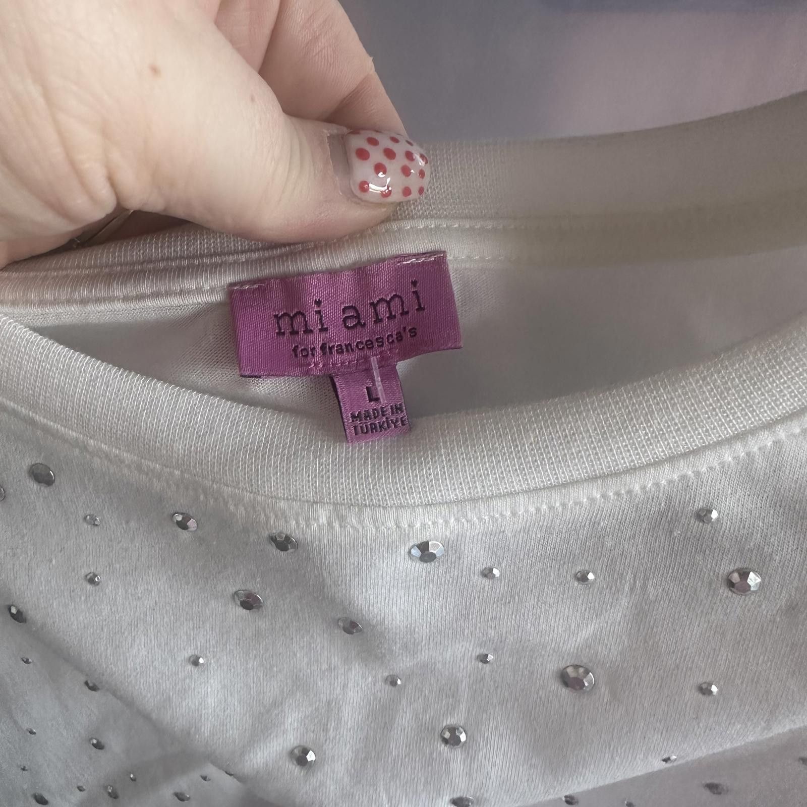 Designer Chic White Sparkle T-Shirt by mi ami Size L / US 10 / IT 46 - 3 Thumbnail