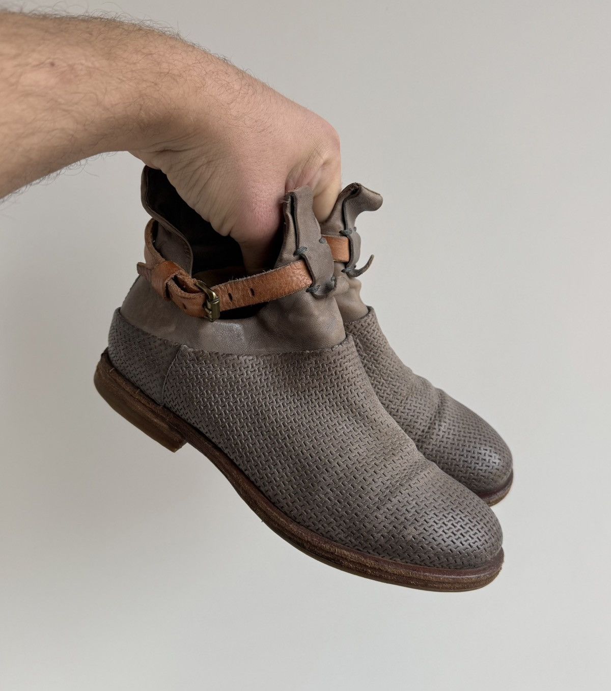 A.S.98 A.S. 98 Airstep Gray Leather Ankle Zipper Boots With Buckle Size US 6 / IT 36 - 1 Thumbnail