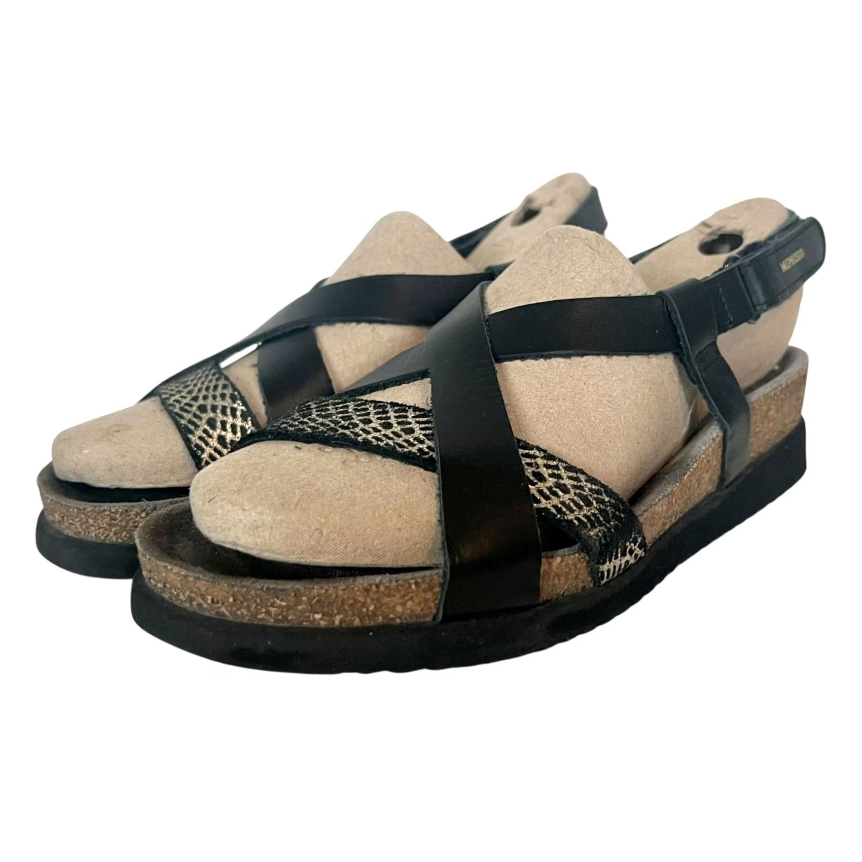 Mephisto Mephisto Haneta Black Metallic Crisscross Slingbacks Sandals Sz 37 (US 7) Womens Size US 7 / IT 37 - 6 Thumbnail