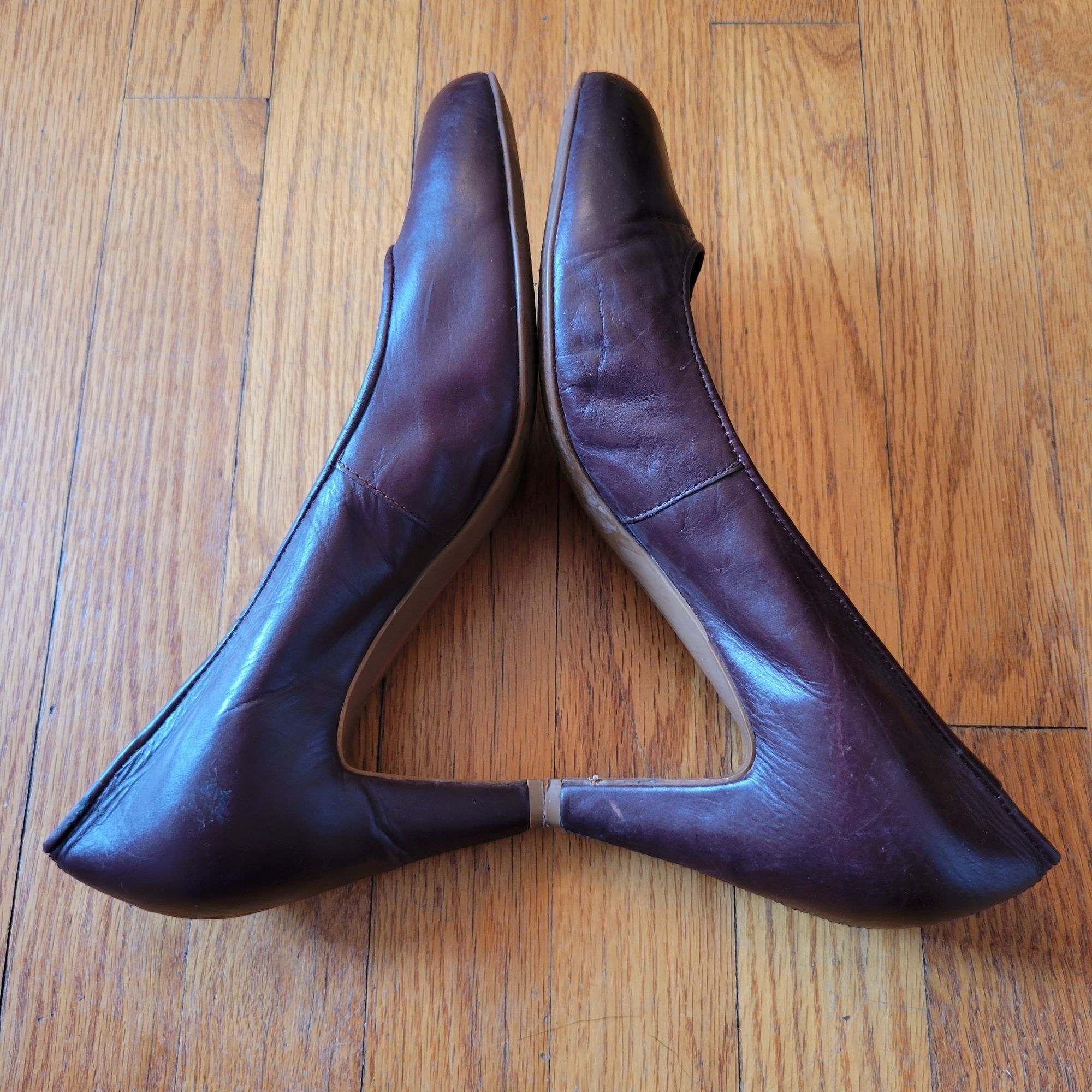 Vintage Naked Feet Handmade Brown Leather Pumps Heels 10M CONTEMPORA Size US 10 / IT 40 - 9 Thumbnail