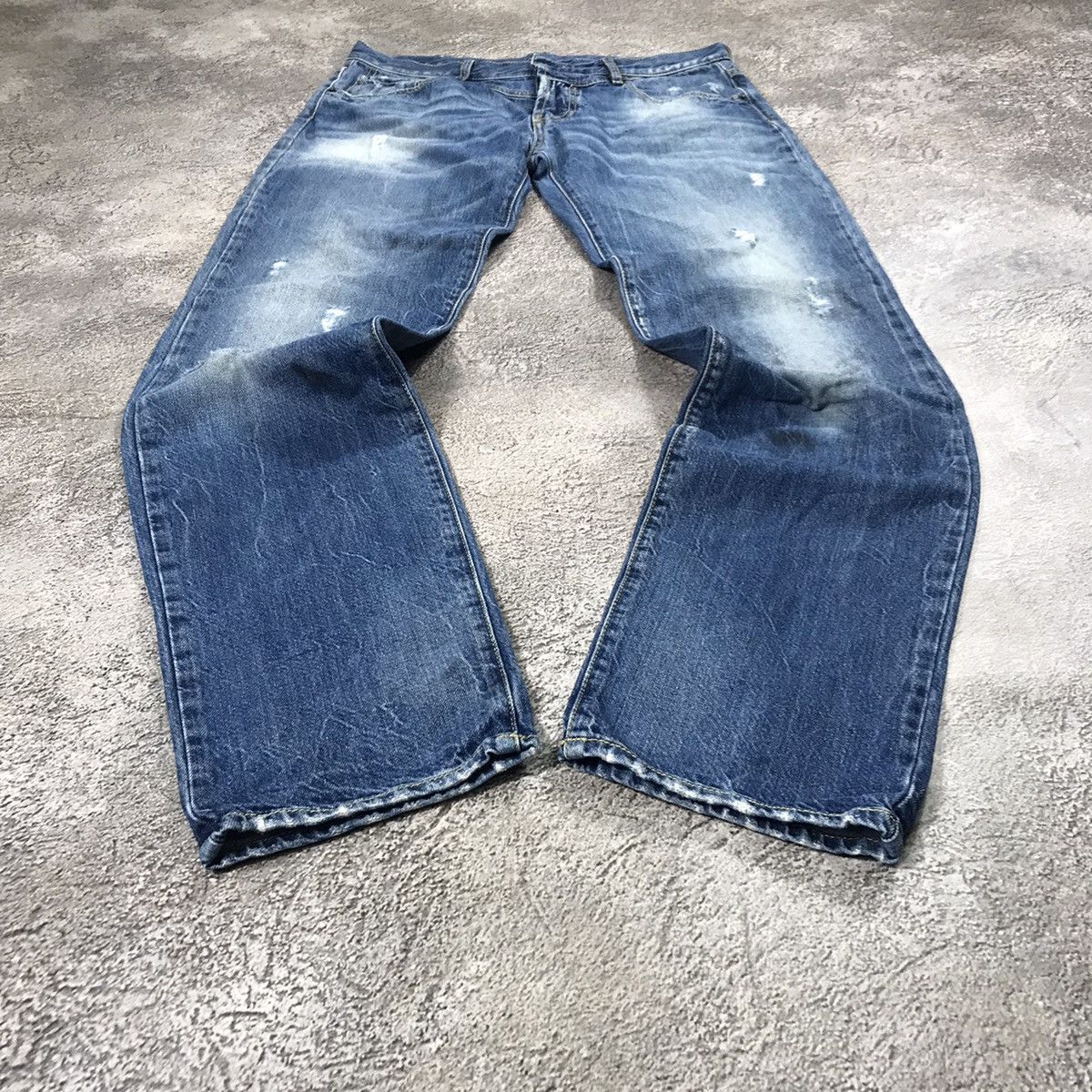 Vintage 90s Moschino Distressed Baggy Denim Jeans Faded 34