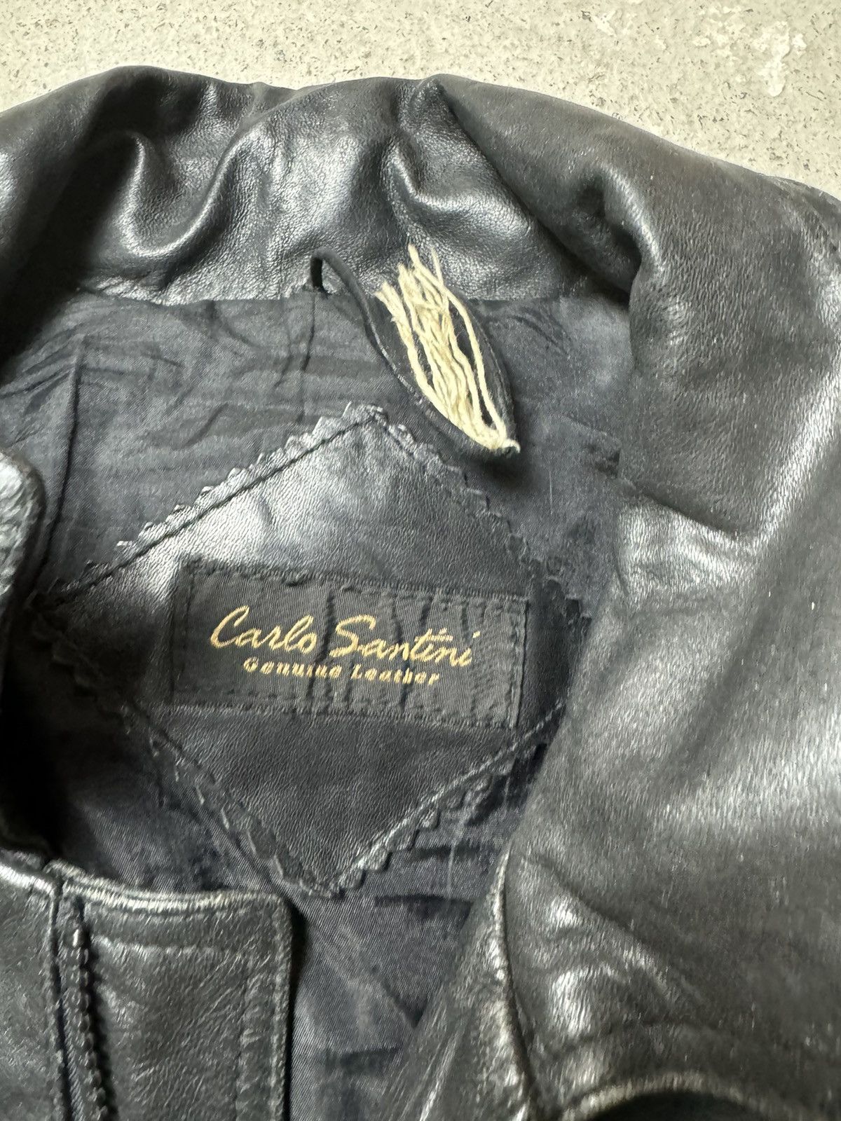 Vintage Vintage Y2K Carlo Santini Leather Opium Faded Bomber Jacket Size US S / EU 44-46 / 1 - 8 Thumbnail