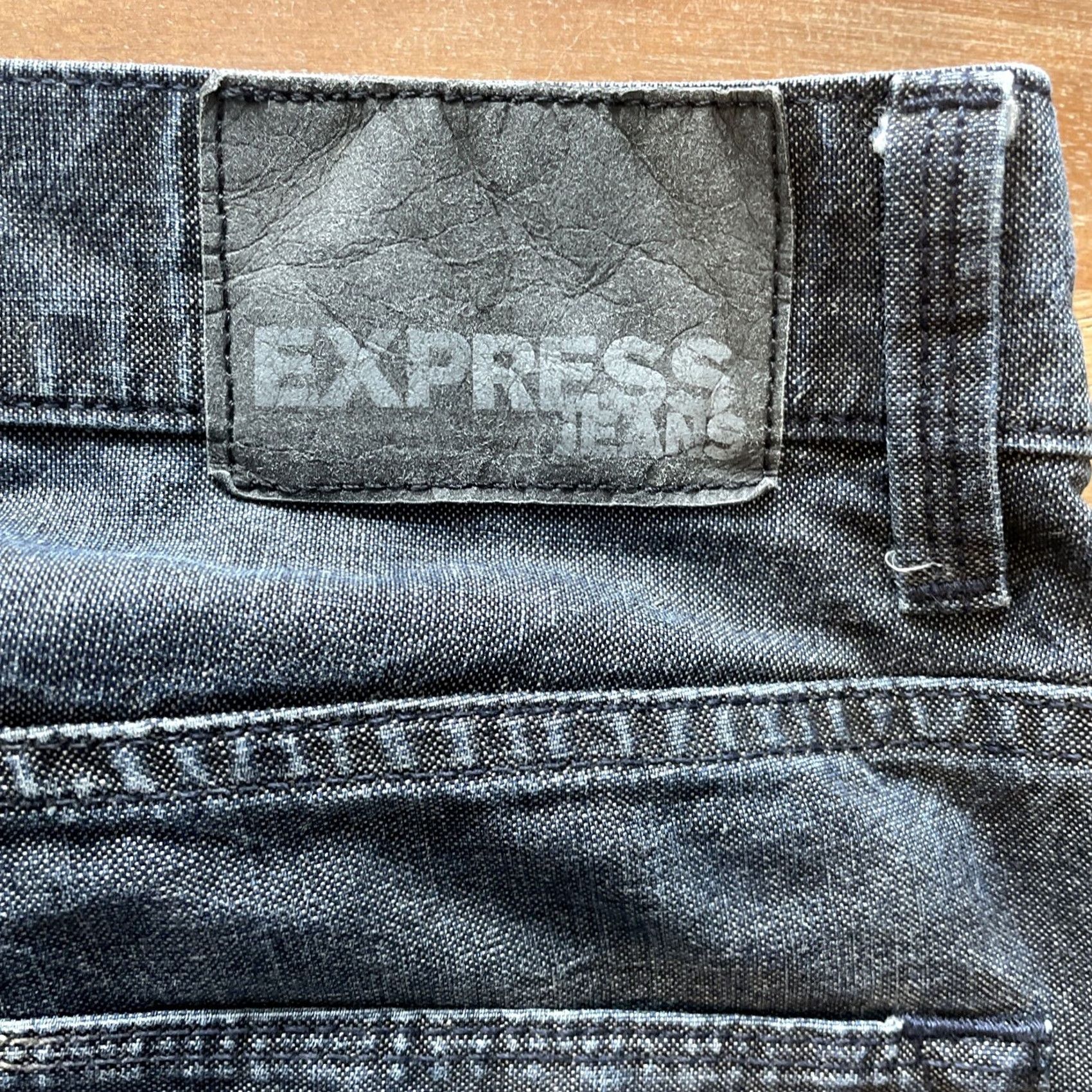 Express Express Jeans Mens 36x28 Kingston Denim Button Fly Straight Leg 5-Pocket Belt Loops Classic Fit Blue Size US 36 / EU 52 - 6 Thumbnail