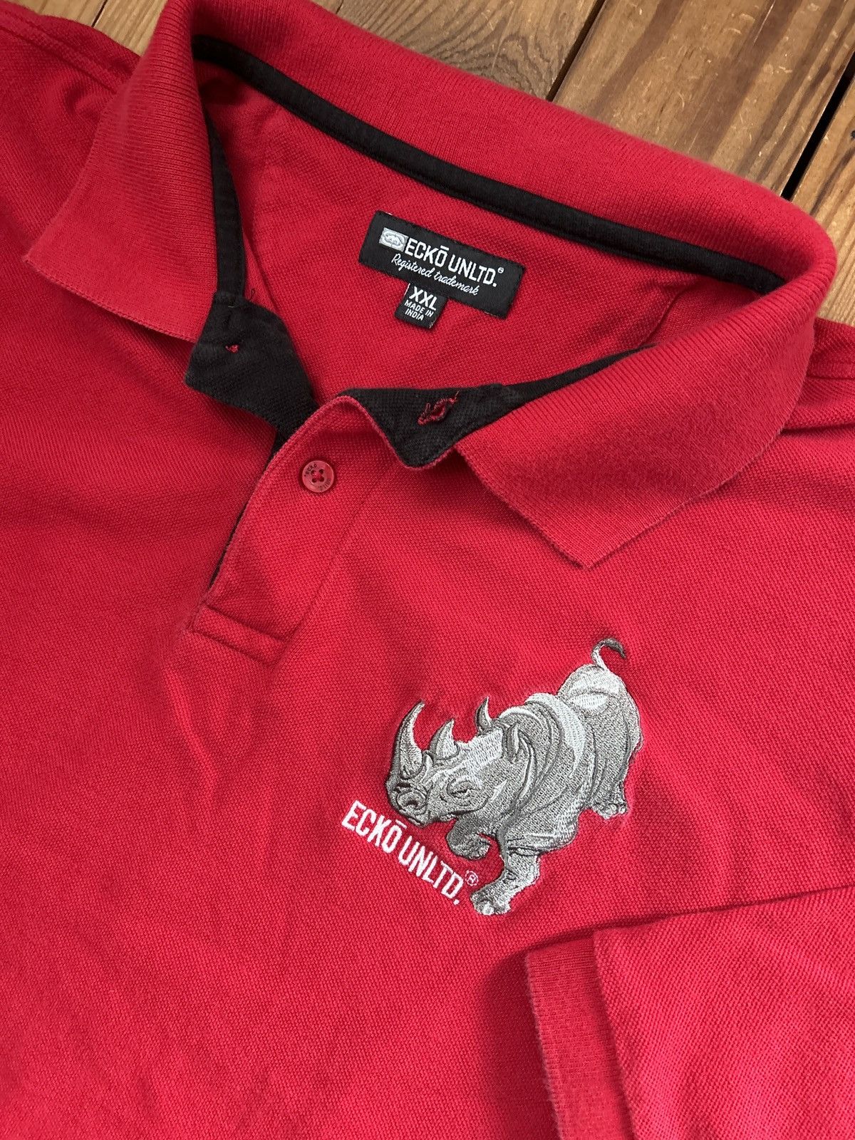 Ecko Unltd. × Vintage Vintage Y2K Ecko Unltd Rhino Red Polo T-Shirt Size US XXL / EU 58 / 5 - 2 Thumbnail