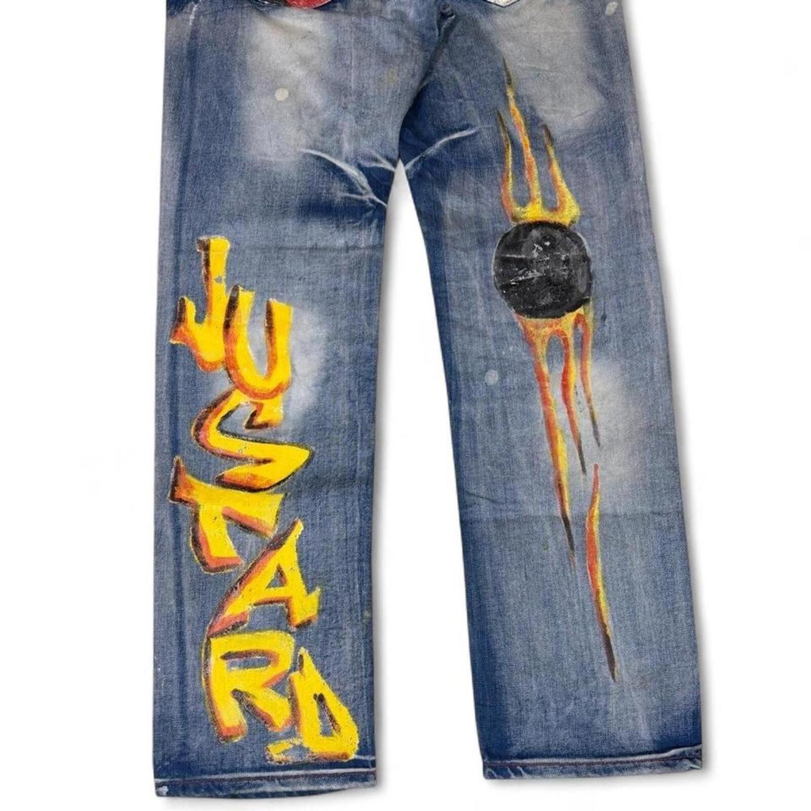 True Religion M&D jeans ( MAIDEHAOJIEANS ) hand painted unique denim jeans Size US 33 - 6 Thumbnail