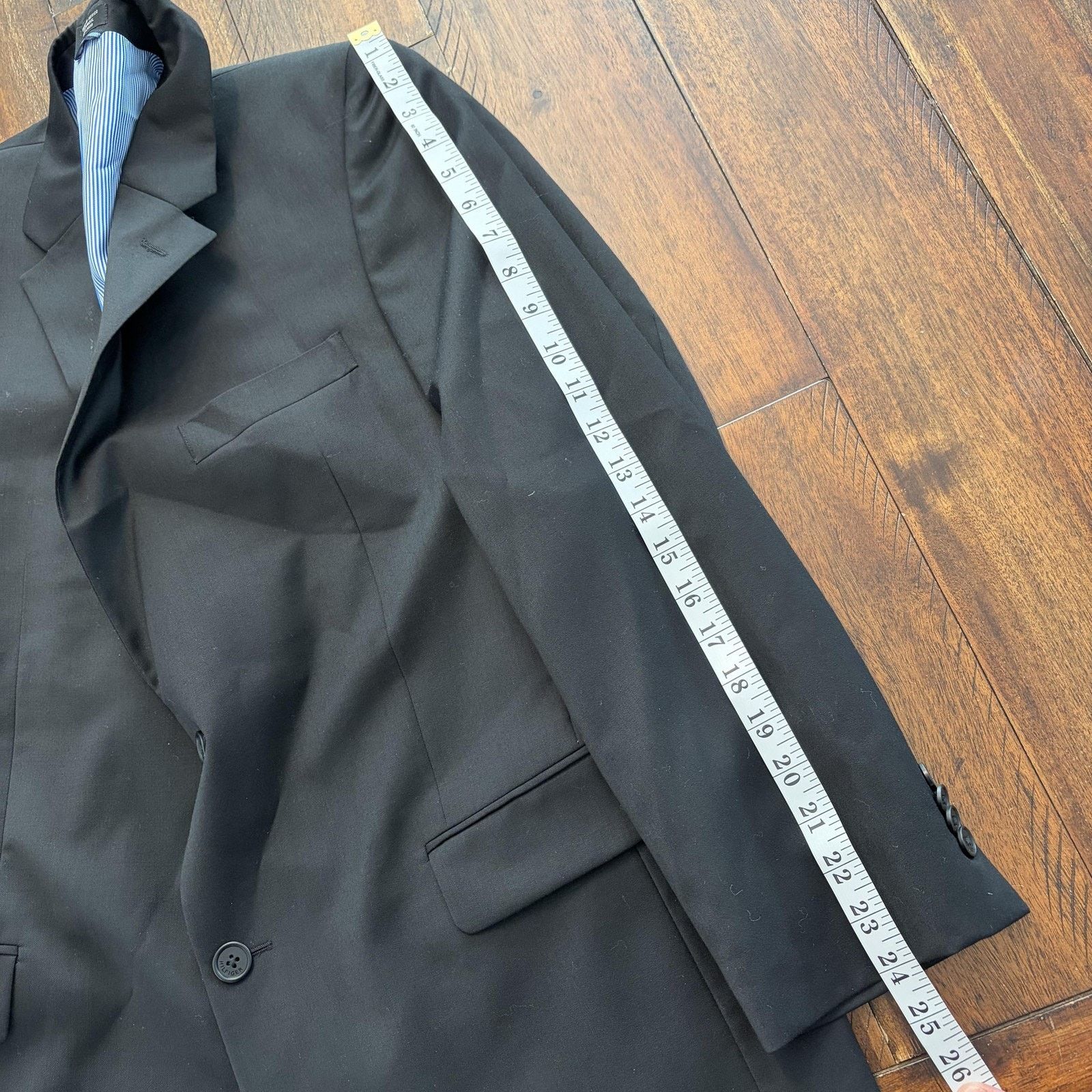 Tommy Hilfiger Tommy Hilfiger Blazer Mens 42S Black Wool Suit Jacket Size 42S - 12 Thumbnail