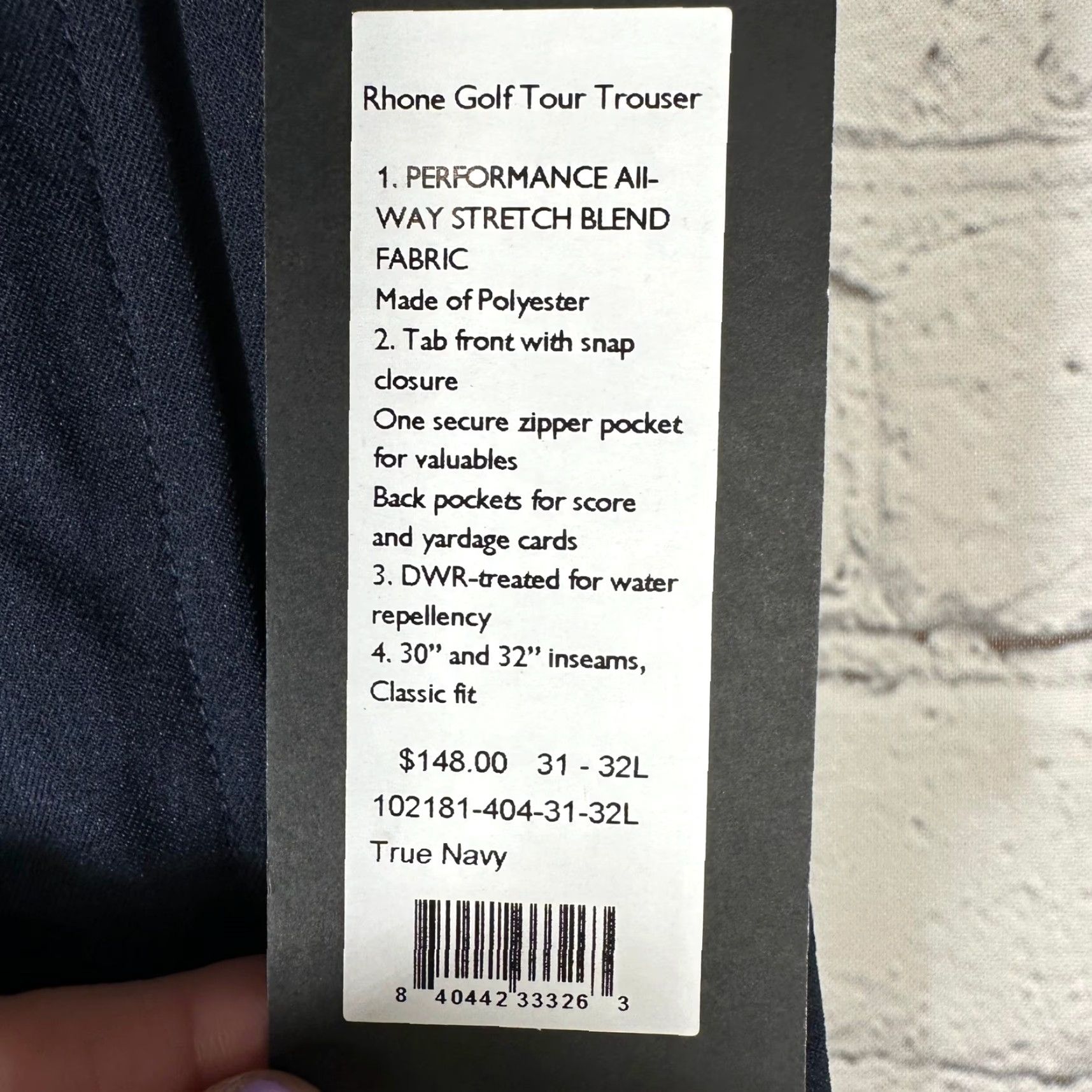 Rhone Rhone Golf Tour Trouser Mens 31 x 32 True Navy Performance Stretch NEW Size US 31 - 3 Thumbnail