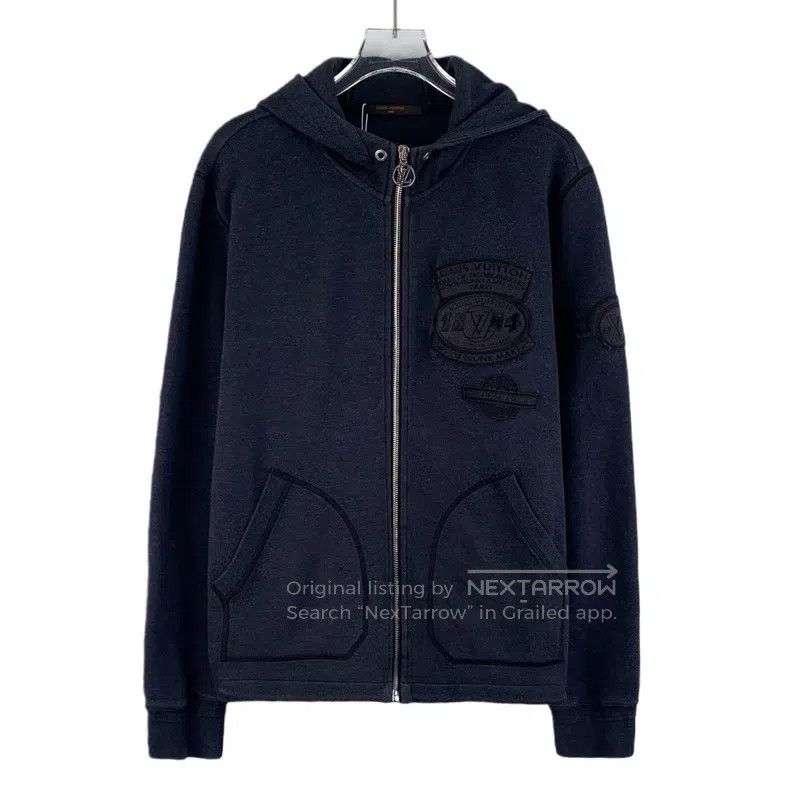 Louis Vuitton Louis Vuitton Blue-black medal-embroidered cotton hooded z Size US M / EU 48-50 / 2 - 1 Thumbnail