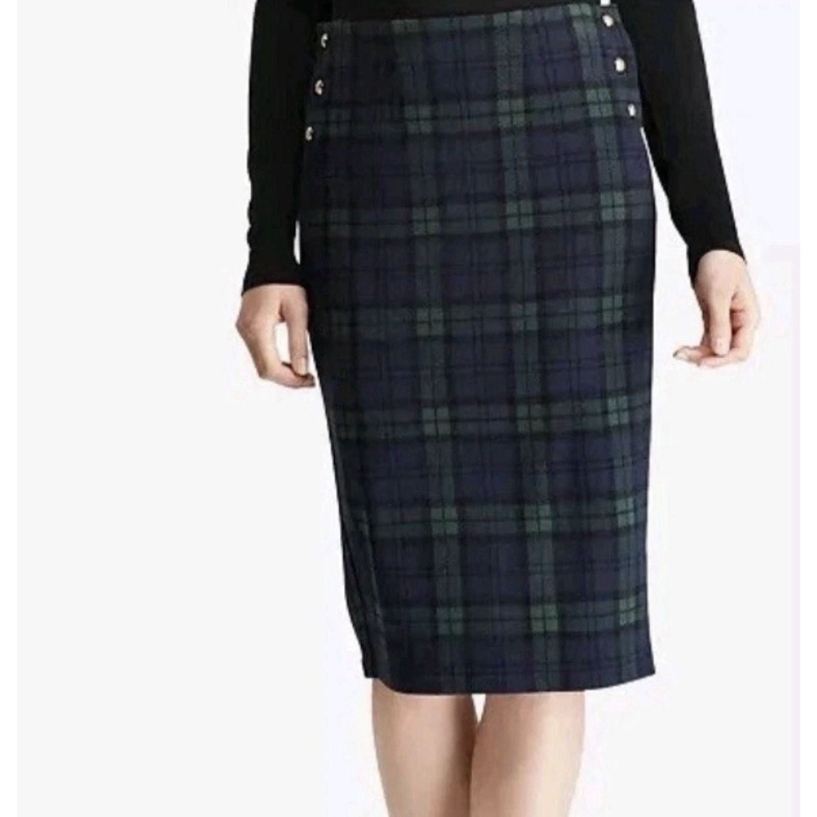 Lauren Ralph Lauren LAUREN RALPH LAUREN Plaid Jacquard Midi Pencil Skirt Side M Size 30" / US 8 / IT 44 - 1 Thumbnail
