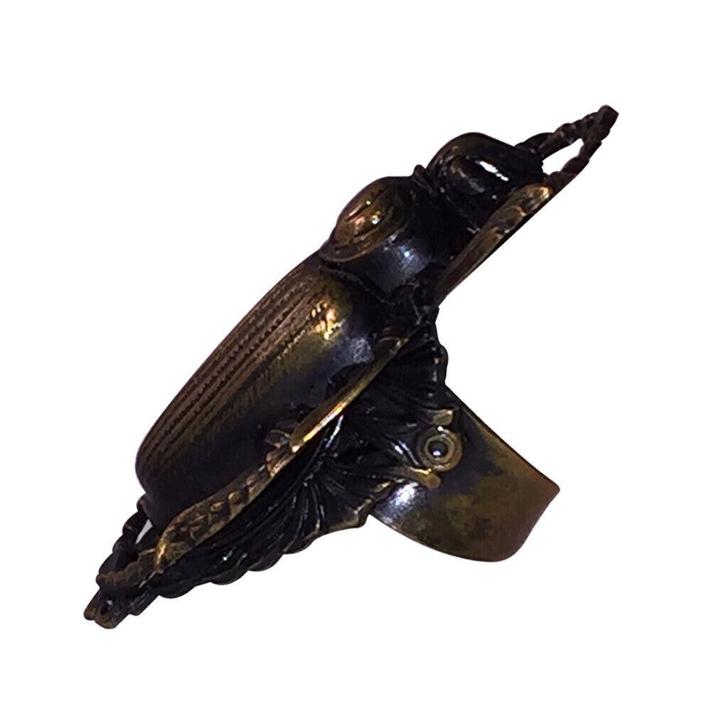 Designer Kim Brass Egyptian Revival Inspired Scarab Statement Ring Size ONE SIZE - 2 Thumbnail