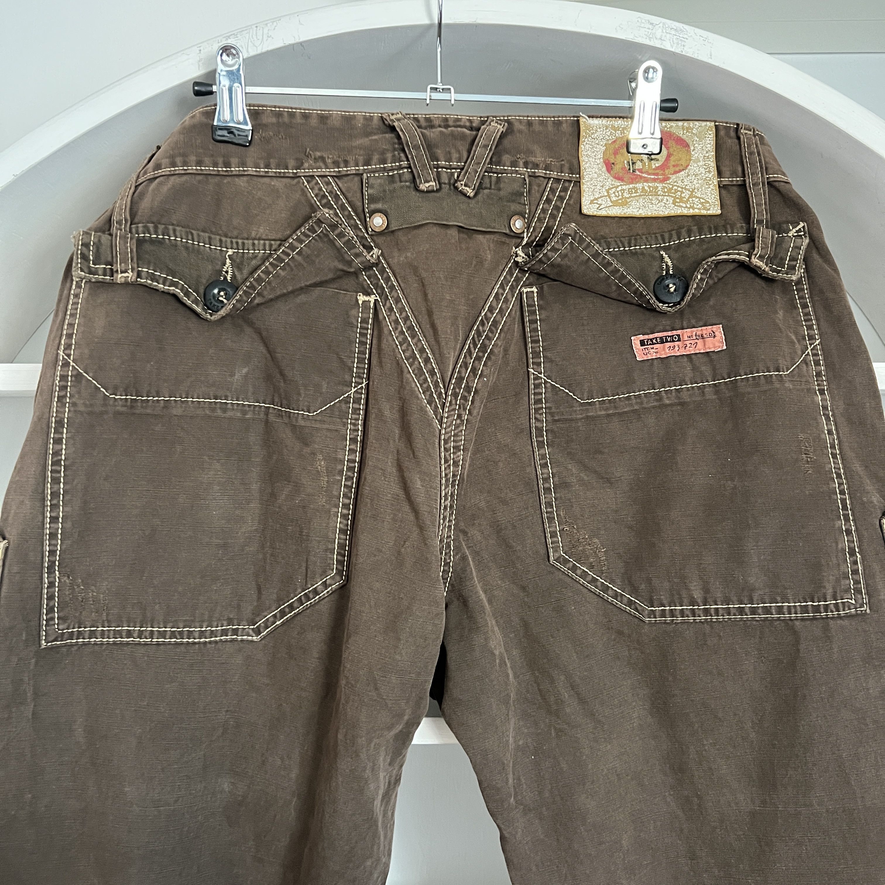 Japanese Brand Vintage TAKE TWO Wide Brown Pants Y2K Japanese Style Size US 34 / EU 50 - 5 Thumbnail