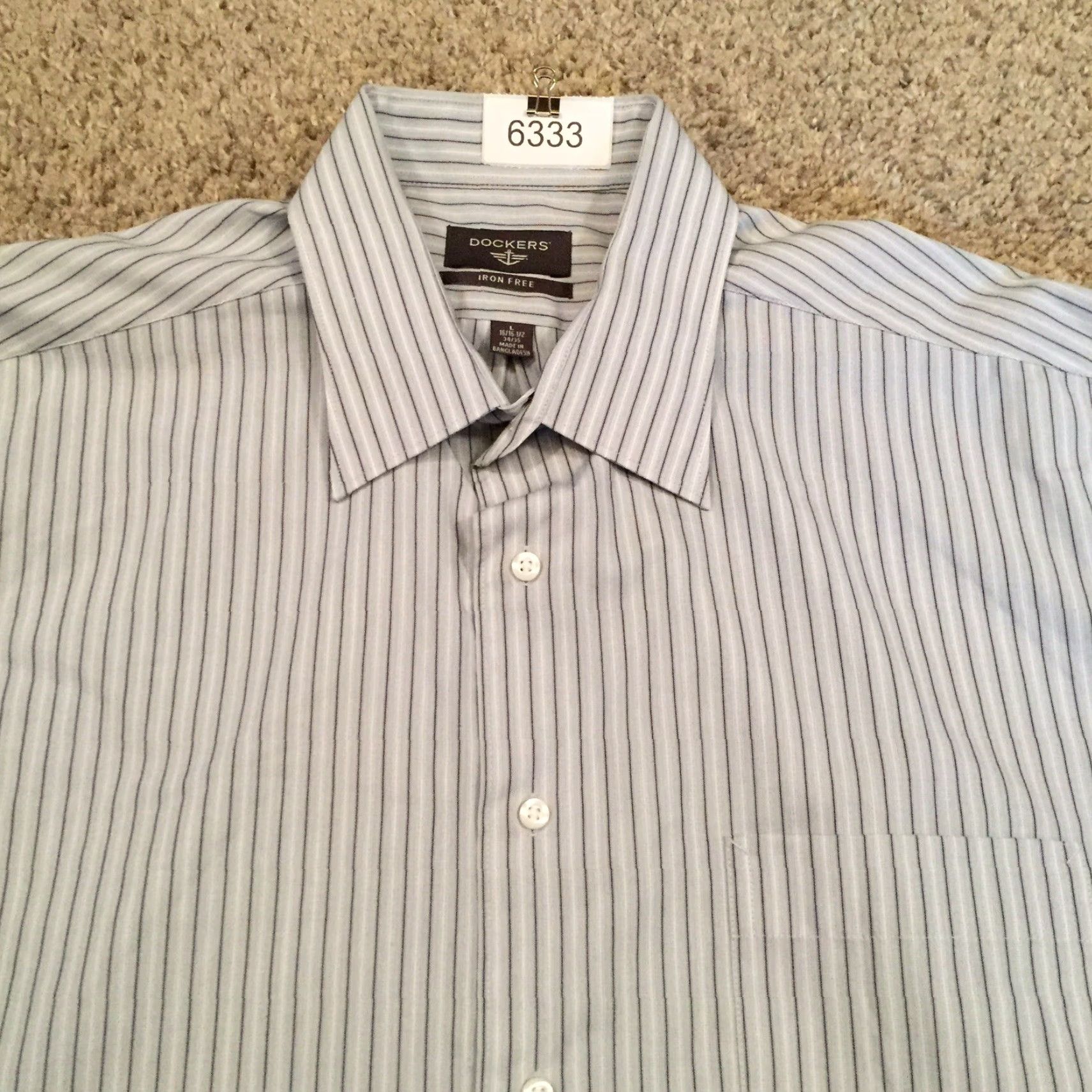 Dockers DOCKERS Shirt Mens Large Gray Striped Long Sleeve Button Up Size US L / EU 52-54 / 3 - 3 Thumbnail