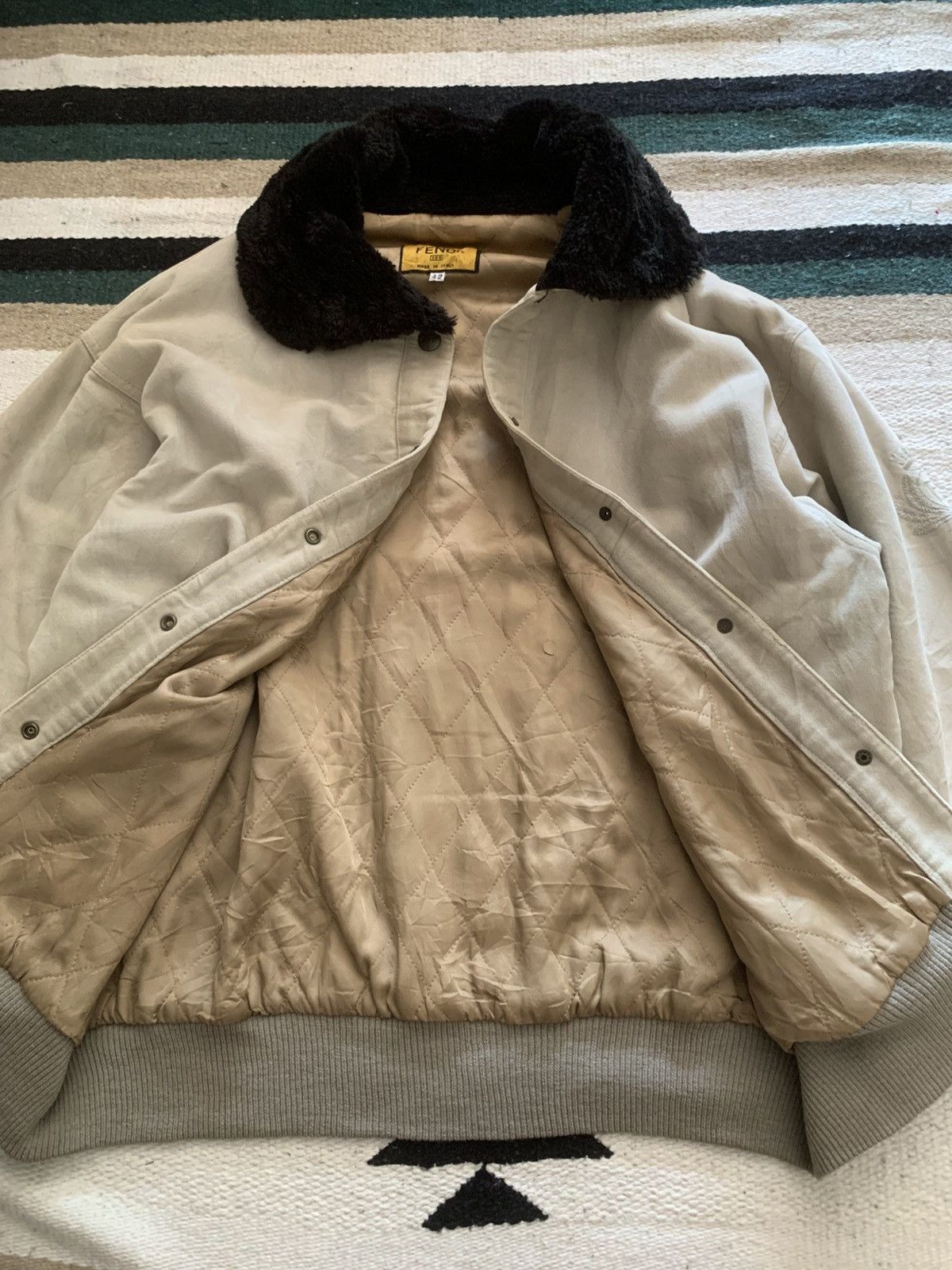 Fendi × Fragment Design ⚡️RARE⚡️Vintage 70s Fendi Varsity Bomber jacket Letterman Size US L / EU 52-54 / 3 - 19 Thumbnail
