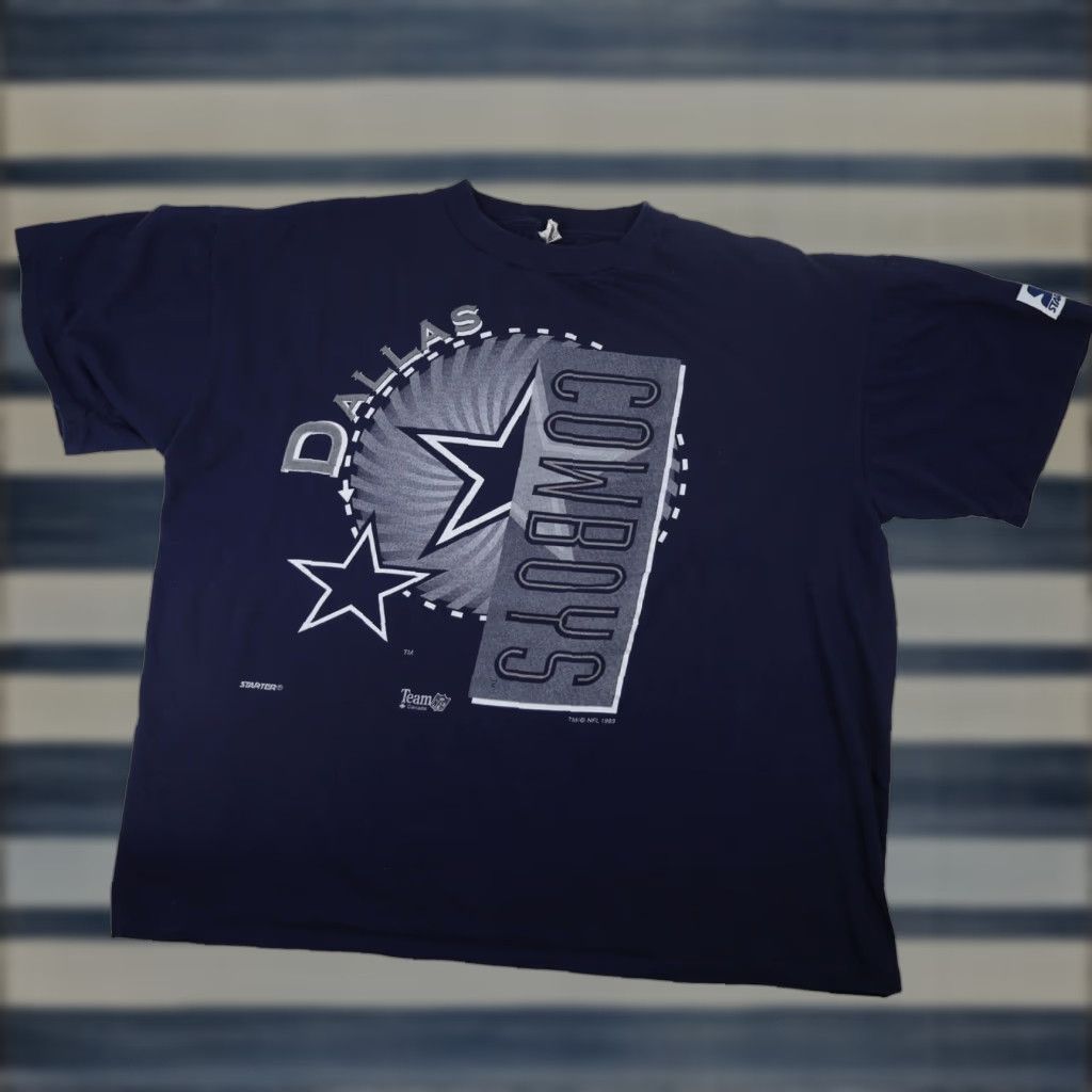 Starter VINTAGE Starter Dallas Cowboys Mens Large Big Spellout Graphic T Shirt Blue Size US M / EU 48-50 / 2 - 1 Thumbnail