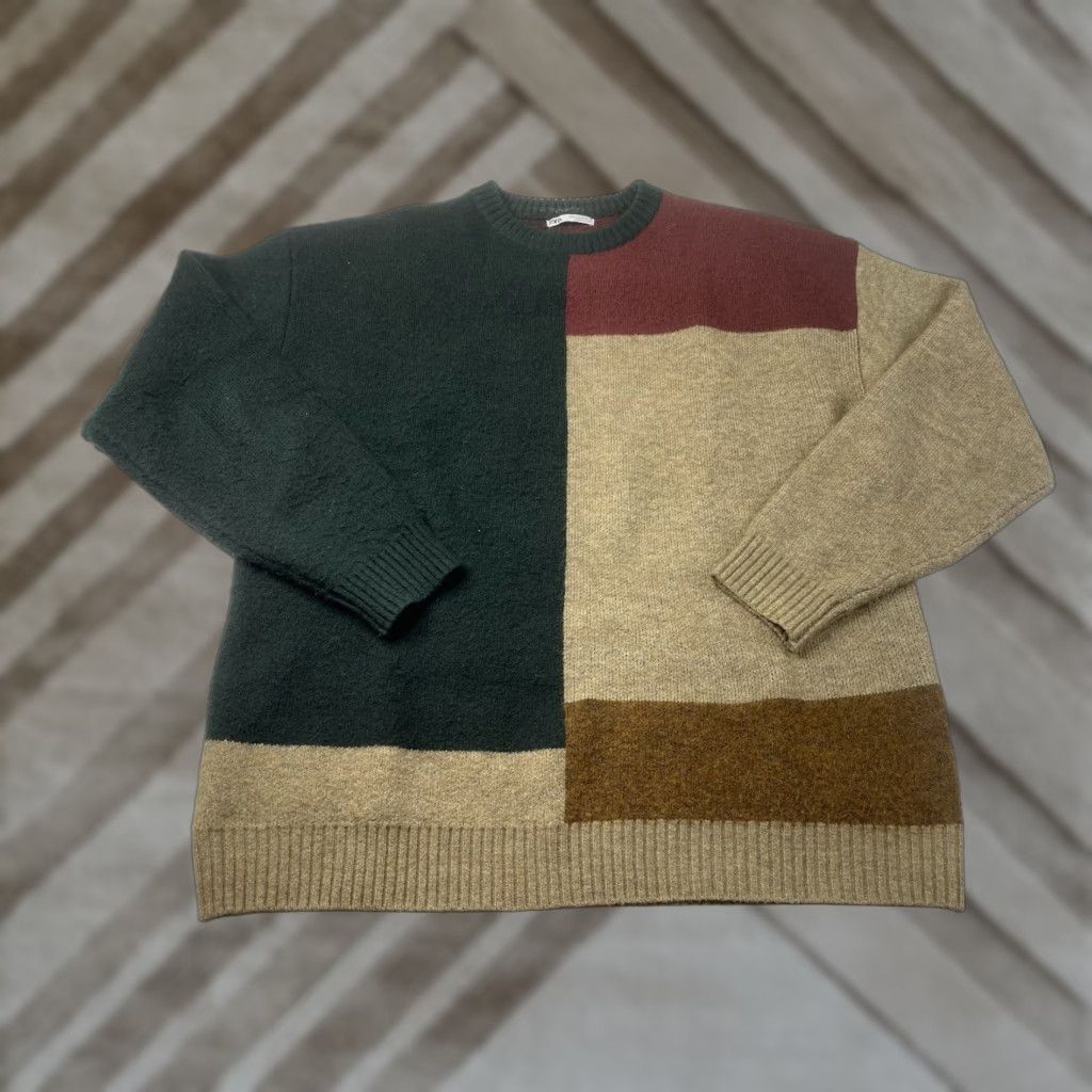 Zara Zara Patchwork Color Block Knit Sweater Pullover XL Mens Multicolor Colorful Size US XL / EU 56 / 4 - 1 Thumbnail