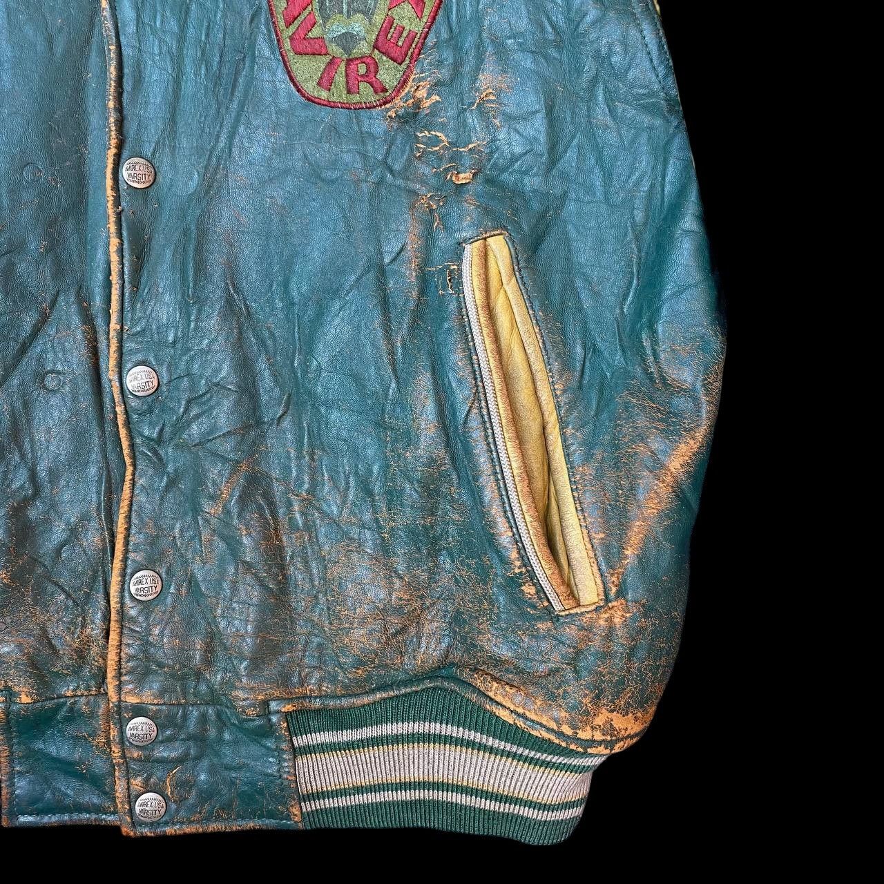 Avirex RARE AVIREX VARSITY TRASHED LEATHER ALASKIAN WIND BEAR Size US M / EU 48-50 / 2 - 12 Thumbnail