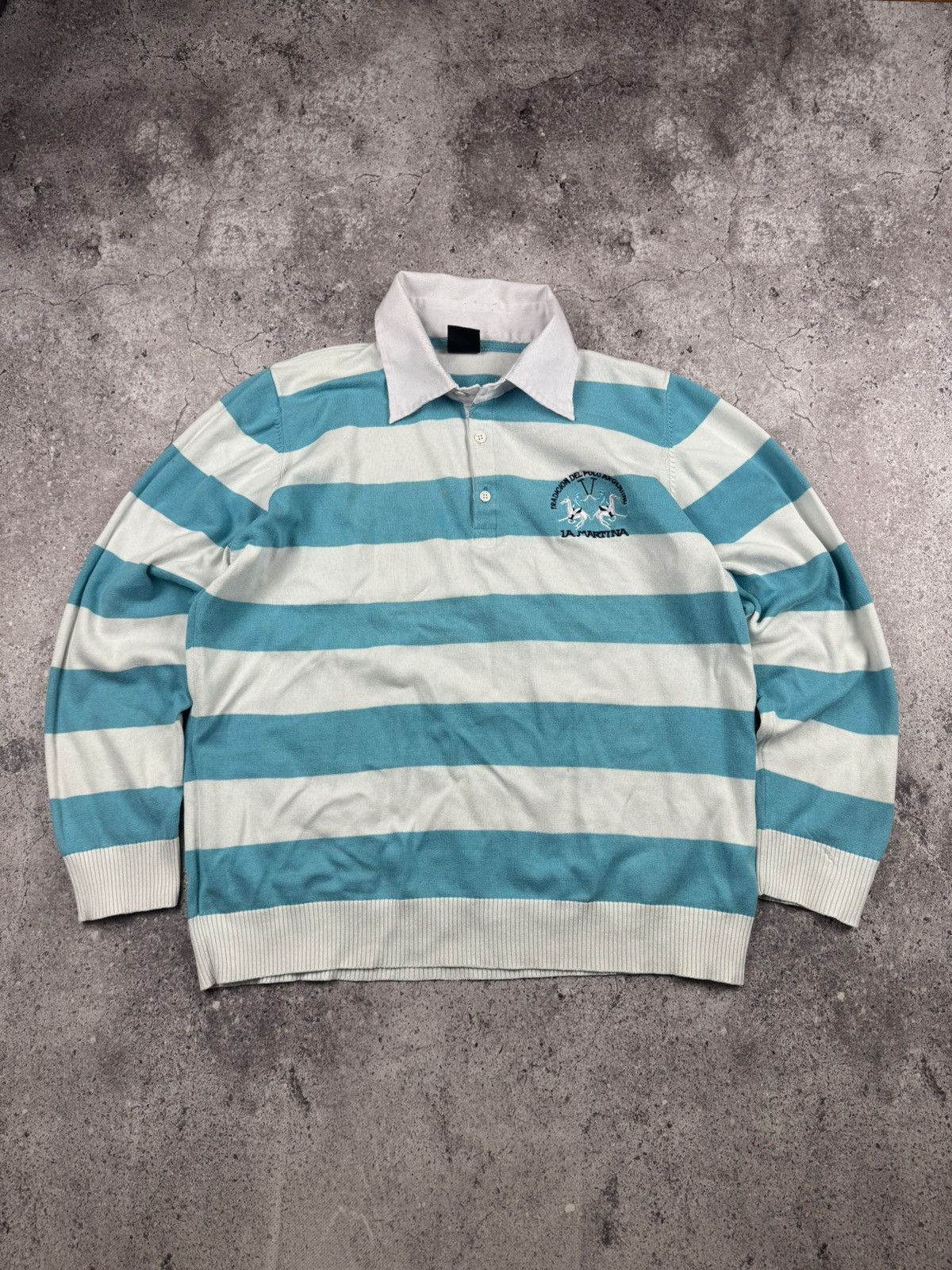 La Martina Vintage La Martina Striped Rugby Y2K Sweatshirt Size US L / EU 52-54 / 3 - 1 Thumbnail