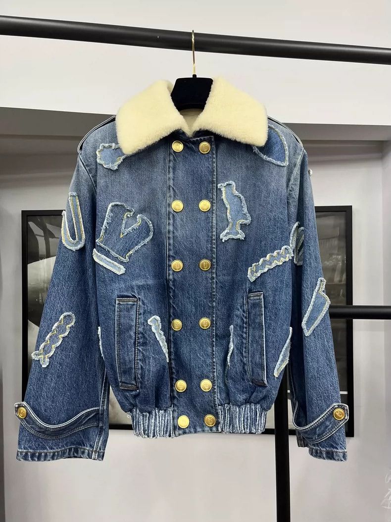 Chanel Chanel Egyptian series lamb wool inner denim jacket Size XS / US 0-2 / IT 36-38 - 1 Thumbnail