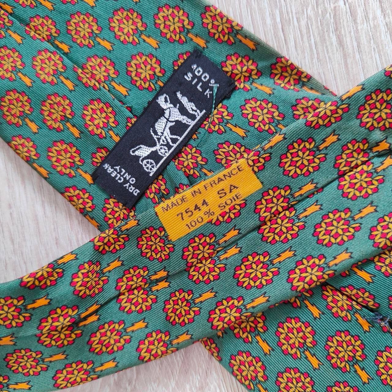 Hermes Hermes Paris Silk Tie 7544 SA Trees Green Size ONE SIZE - 4 Thumbnail