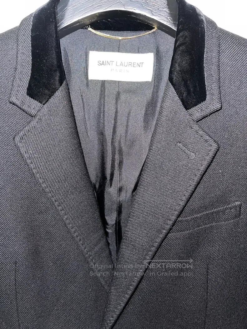 Saint Laurent Paris Saint Laurent Paris Black Velvet Notched Lapel Wool Coat Size M / US 6-8 / IT 42-44 - 2 Thumbnail