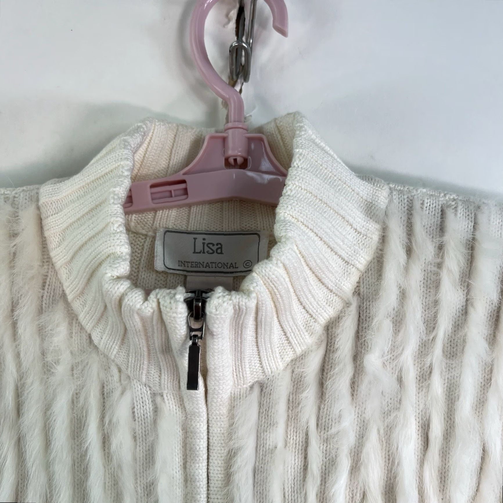 Vintage VINTAGE Lisa Int Full Zip Vest Shirt Women M Ivory Knit Striped 90s Designer Barbie Ang el Theme Mens? Wait Size M / US 6-8 / IT 42-44 - 4 Thumbnail