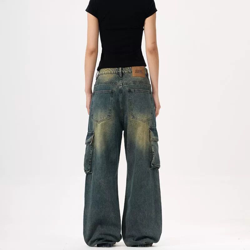 Vintage American retro multi-pocket baggy cargo jeans Size US 32 / EU 48 - 4 Thumbnail