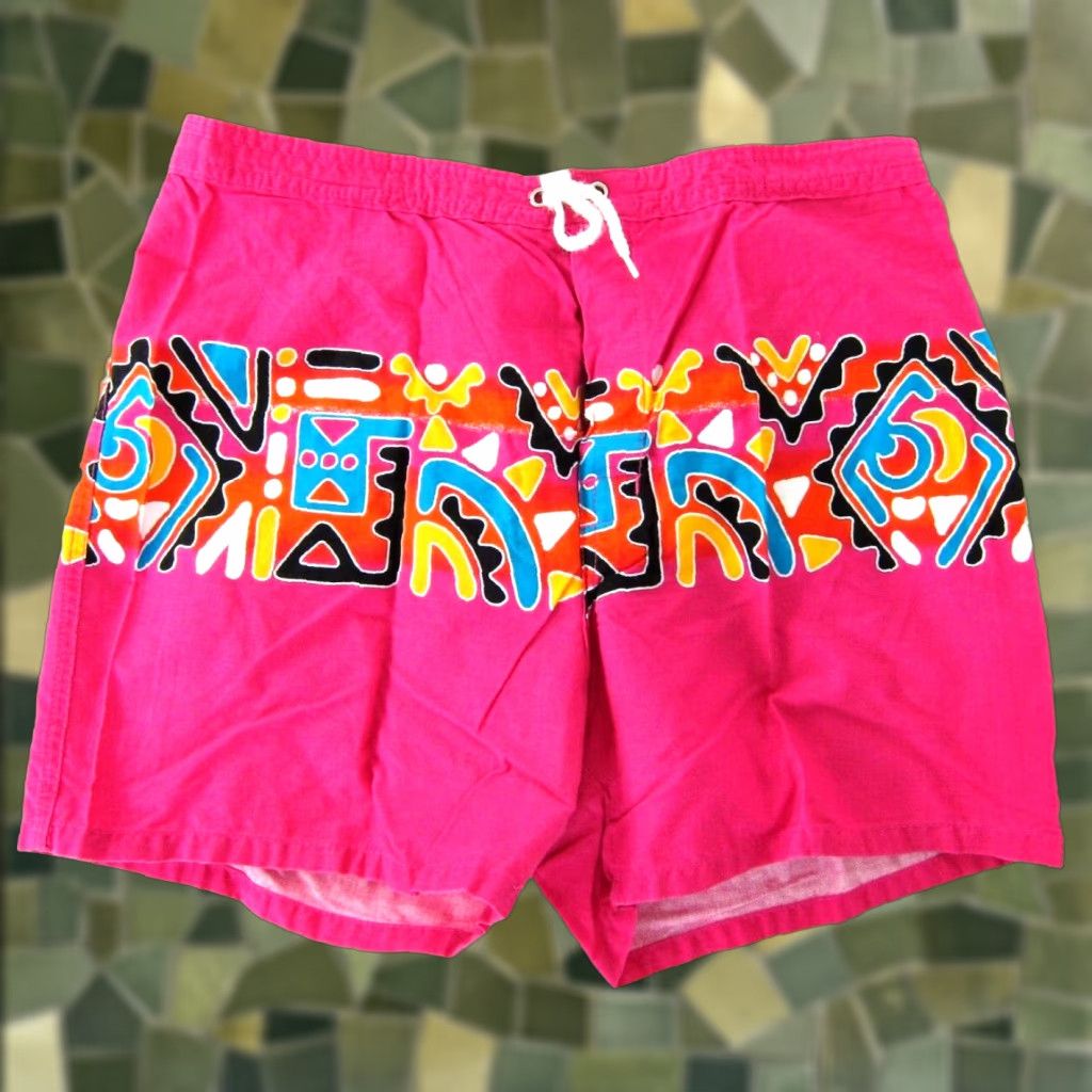 Vintage VINTAGE Hobie Board Short Women M Pink White Orange Black Blue Yellow 100% Cotton Batik Pocket 70s 80s 90s Womens Size 32" / US 10 / IT 46 - 1 Thumbnail