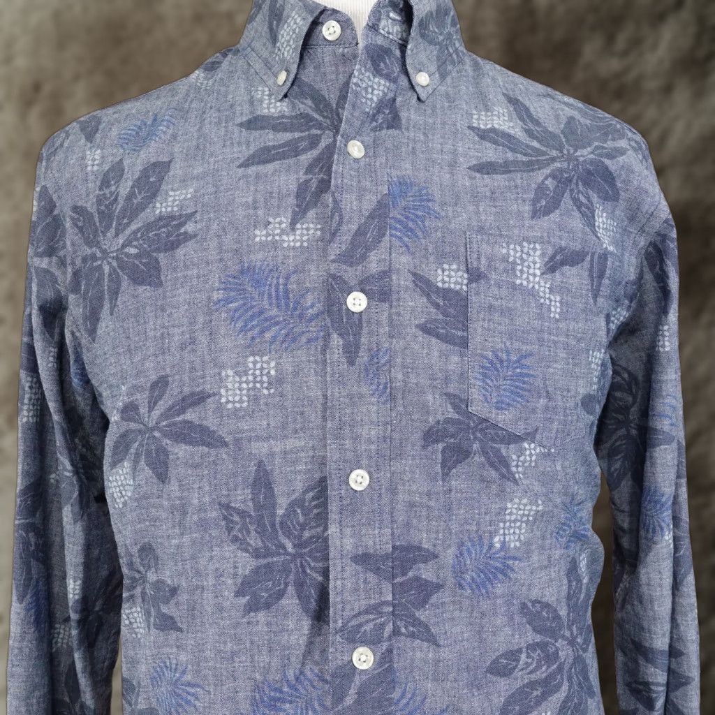 Chaps VINTAGE Chaps Men's Casual Shirt Large Blue Gray Floral Button-Down Long Sleeve Cotton Size US L / EU 52-54 / 3 - 1 Thumbnail
