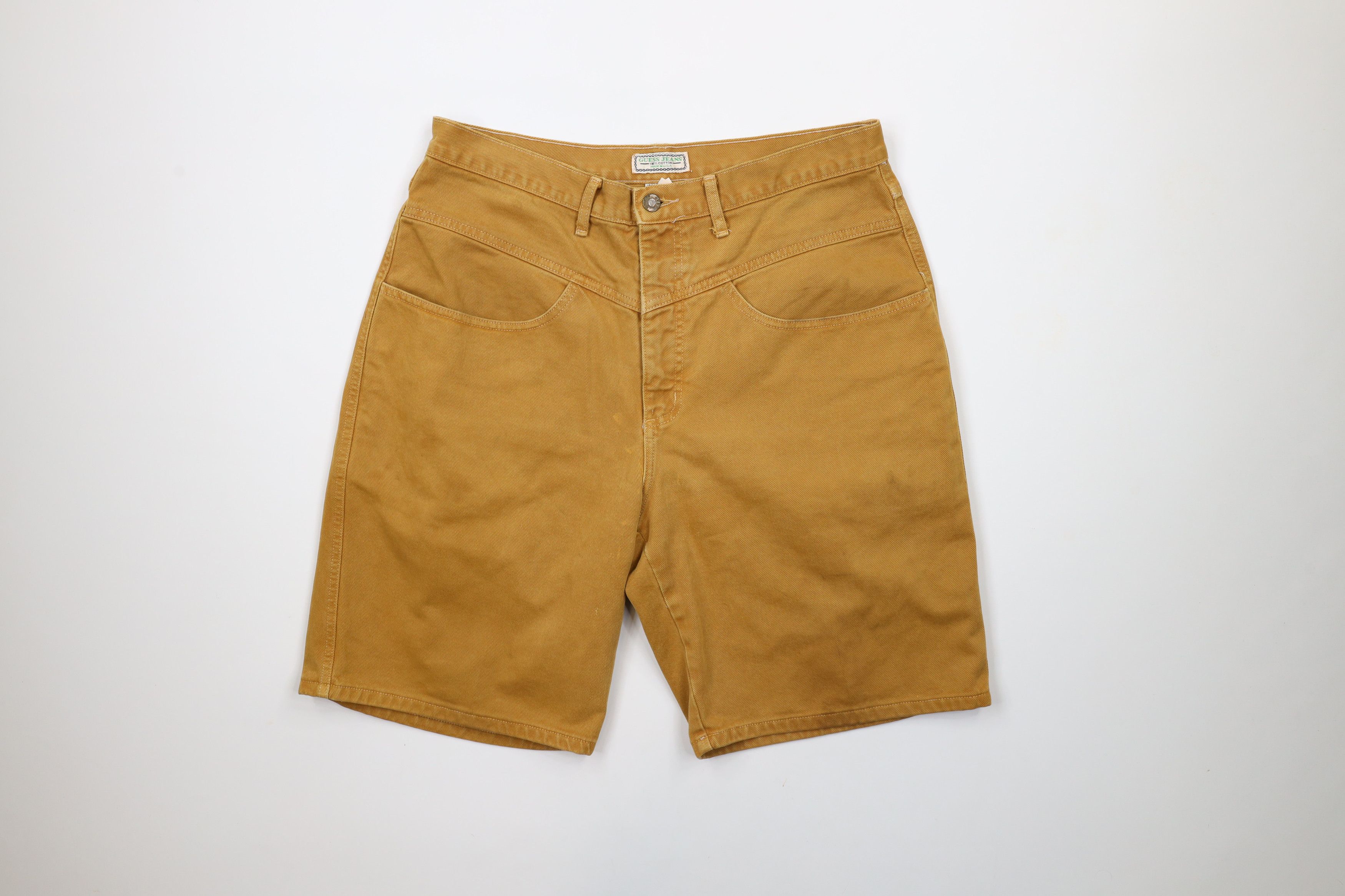 Guess × Vintage Vintage 90s Guess Denim Jean Shorts Jorts Wheat Brown USA Size US 34 / EU 50 - 1 Thumbnail