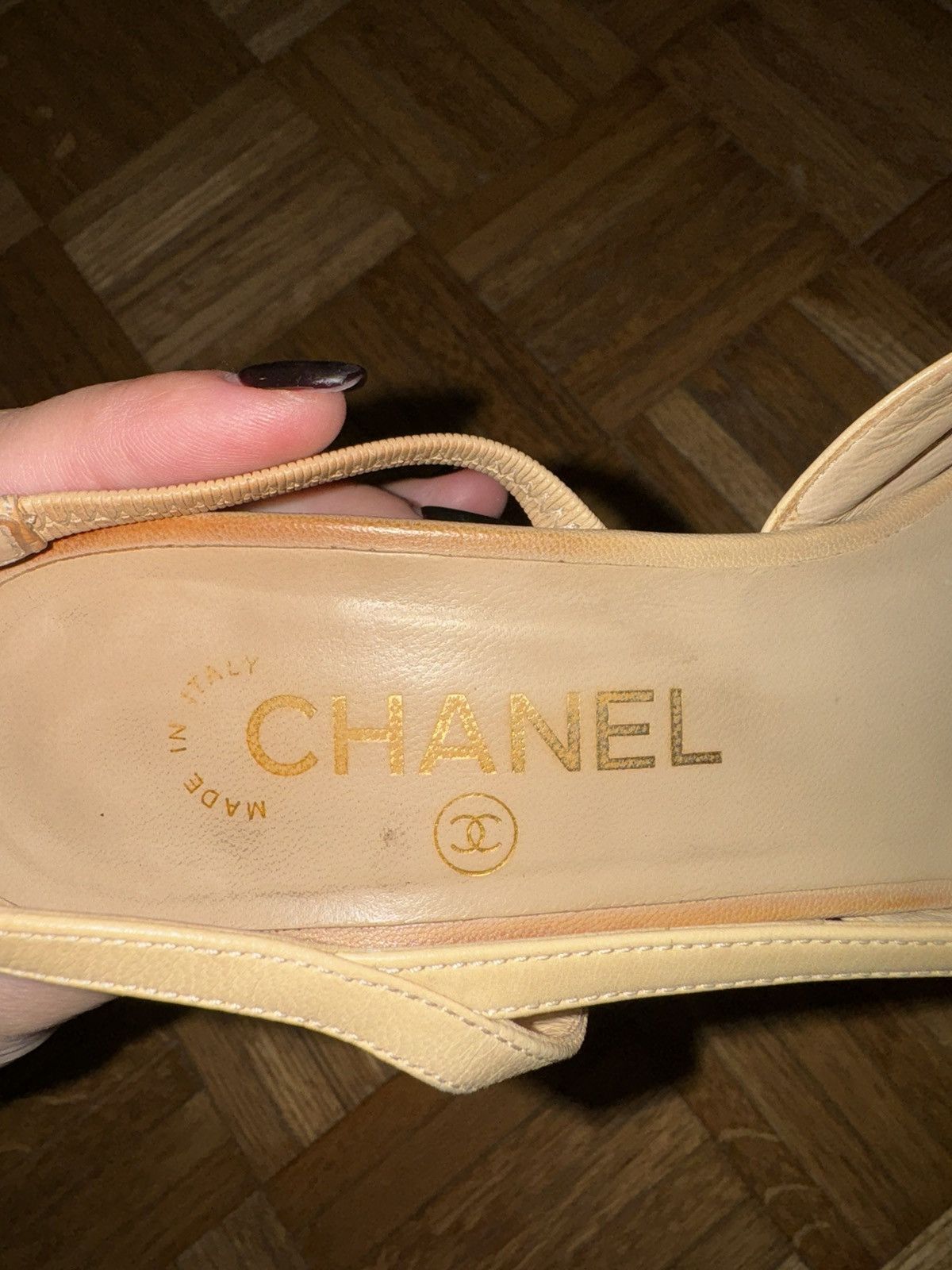 Chanel Chanel SLINGBACKS Goatskin & Grosgrain Beige & Black Size US 8 / IT 38 - 7 Thumbnail