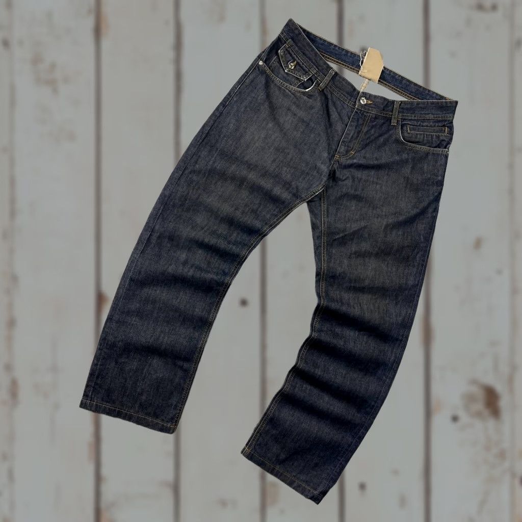 Dolce & Gabbana VINTAGE Dolce&Gabbana Jeans Denim Baggy Buttons 34 Blue Mens 5-Pocket Logo Distressed Straight Rise Mid DG Denim Jeans Size US 34 / EU 50 - 1 Thumbnail