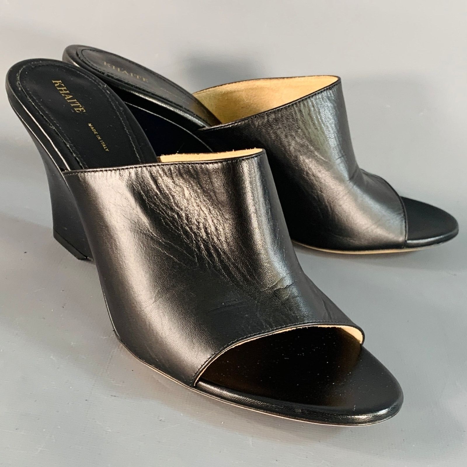 KHAITE KHAITE Size 9.5 Marion Black Leather Wedge Pumps Size US 9.5 / IT 39.5 - 1 Thumbnail