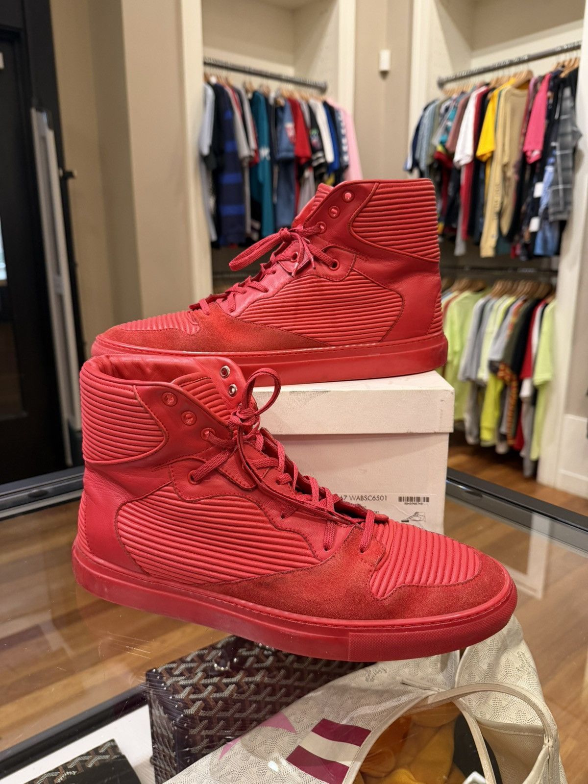 Balenciaga Balenciaga Cotes Pleated Leather High - Red Size US 11 / EU 44 - 4 Thumbnail