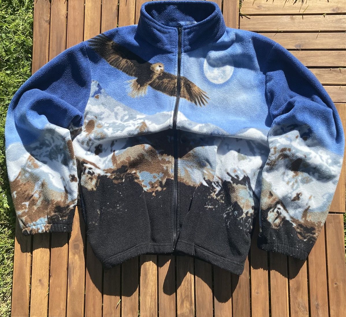 Japanese Brand 🟤Vintage Nature Overprinted Atlas Fleece Jacket Horses 🟤 Size US XL / EU 56 / 4 - 6 Thumbnail