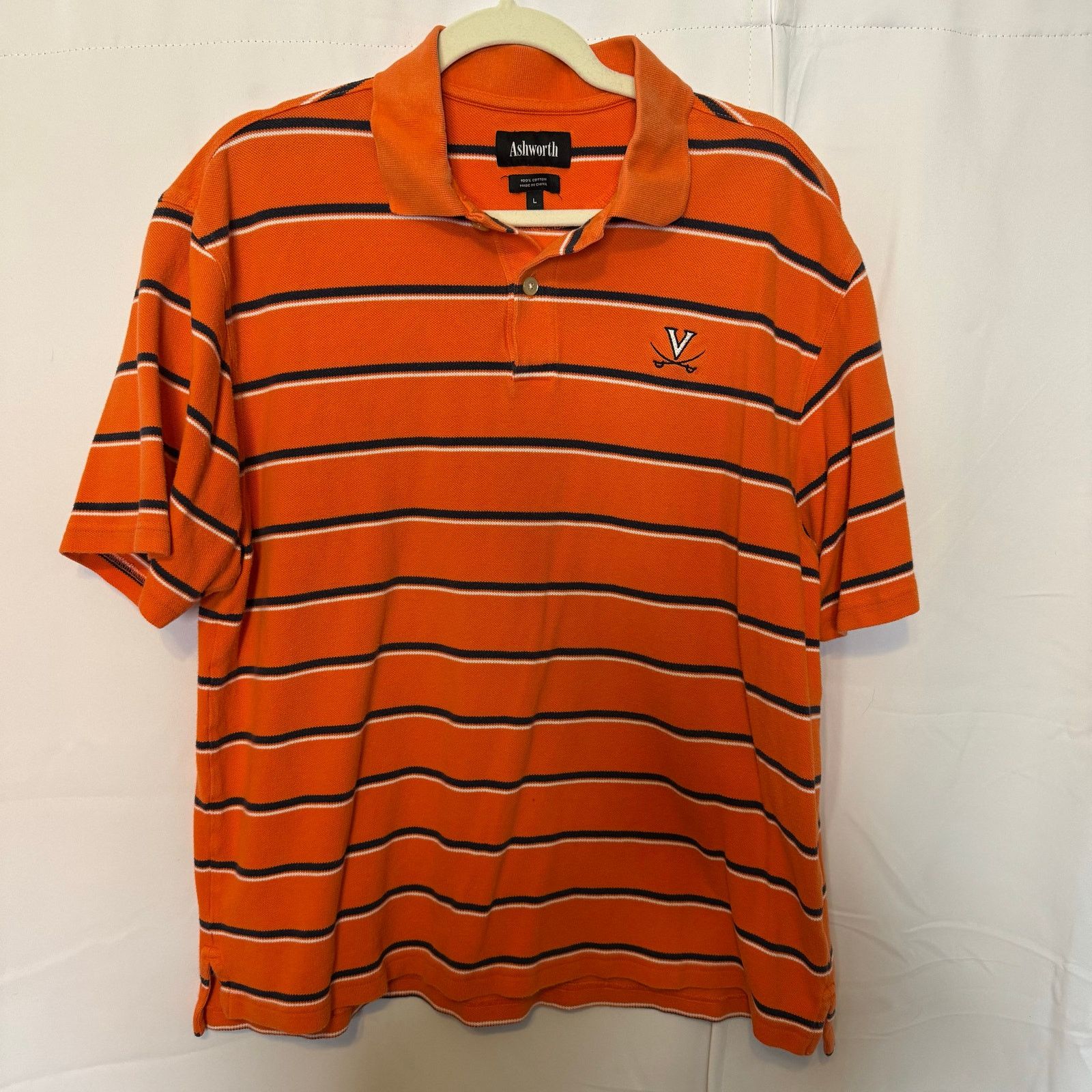 Ashworth Ashworth UVA Cavaliers Striped Polo Shirt Large Golf Size US L / EU 52-54 / 3 - 1 Thumbnail