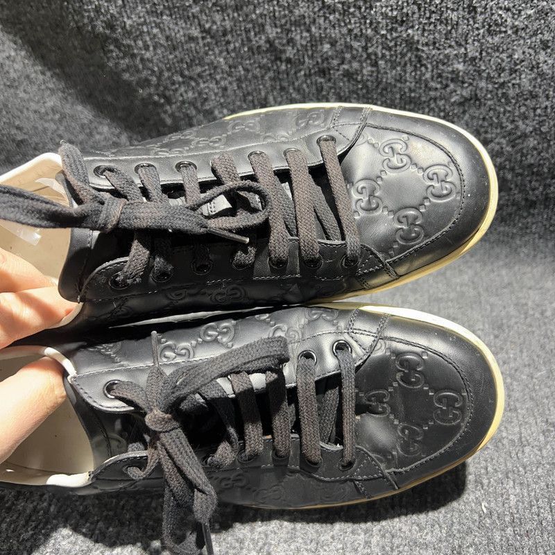 Gucci Gucci Brooklyn Black Leather Low-Top Sneakers Size US 9 / EU 42 - 6 Thumbnail