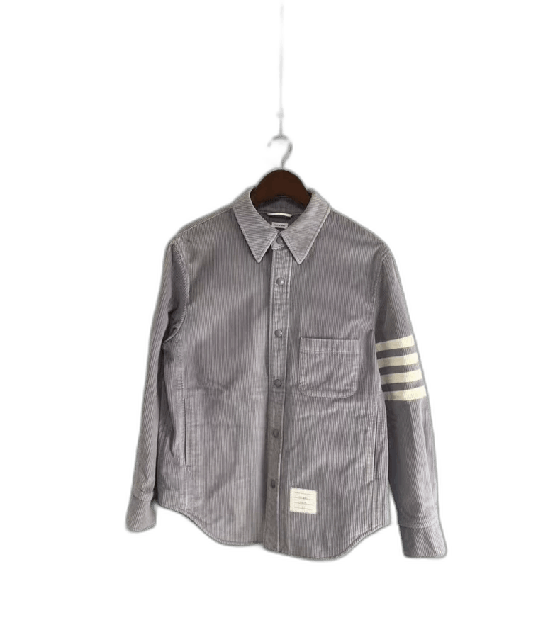 Thom Browne Thom Browne Gray Corduroy Button-Up Shirt Size US M / EU 48-50 / 2 - 1 Thumbnail
