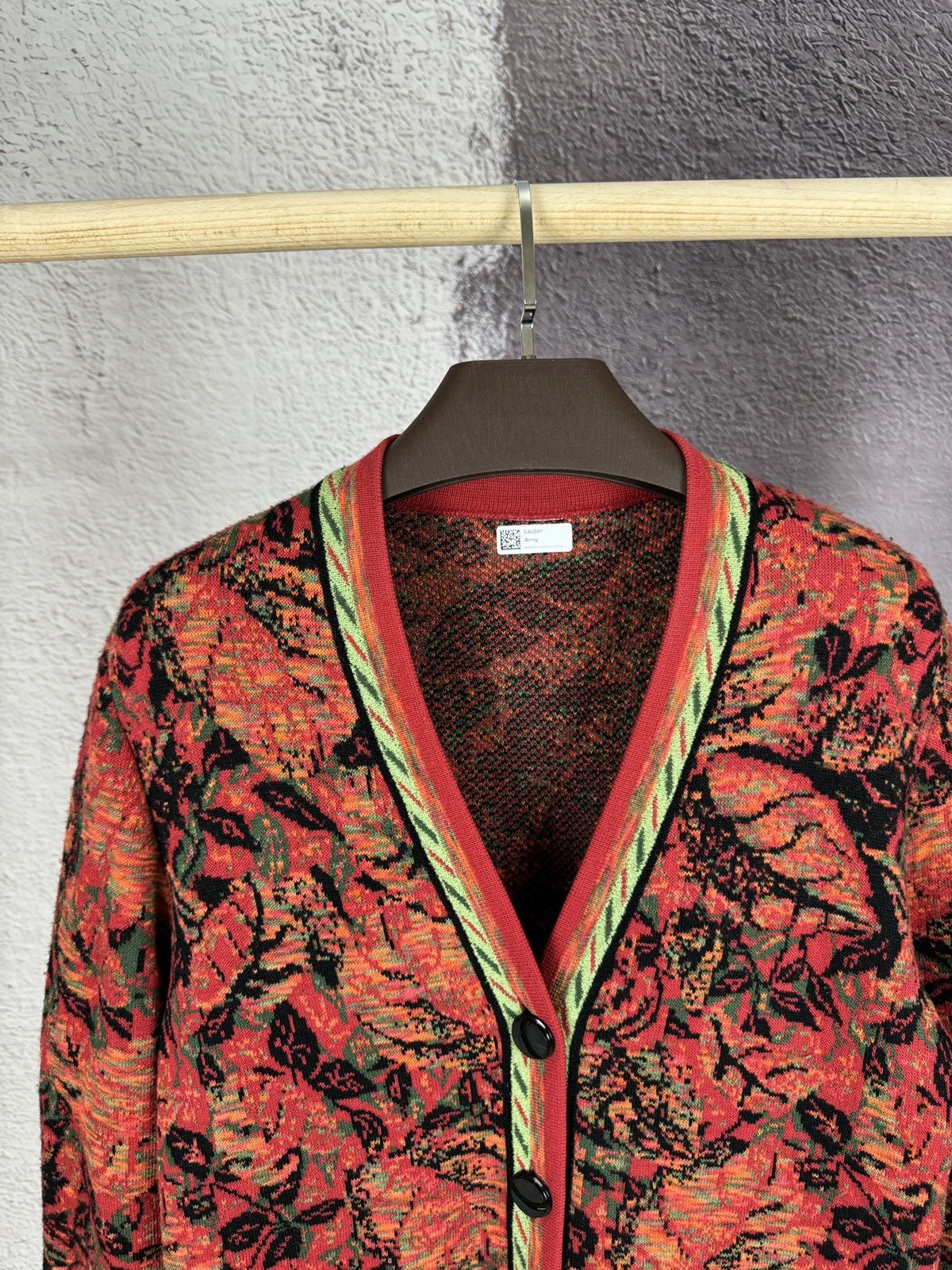 Vintage 90s Vintage wool women's red cardigan buttoned with pockets Size L / US 10 / IT 46 - 8 Thumbnail