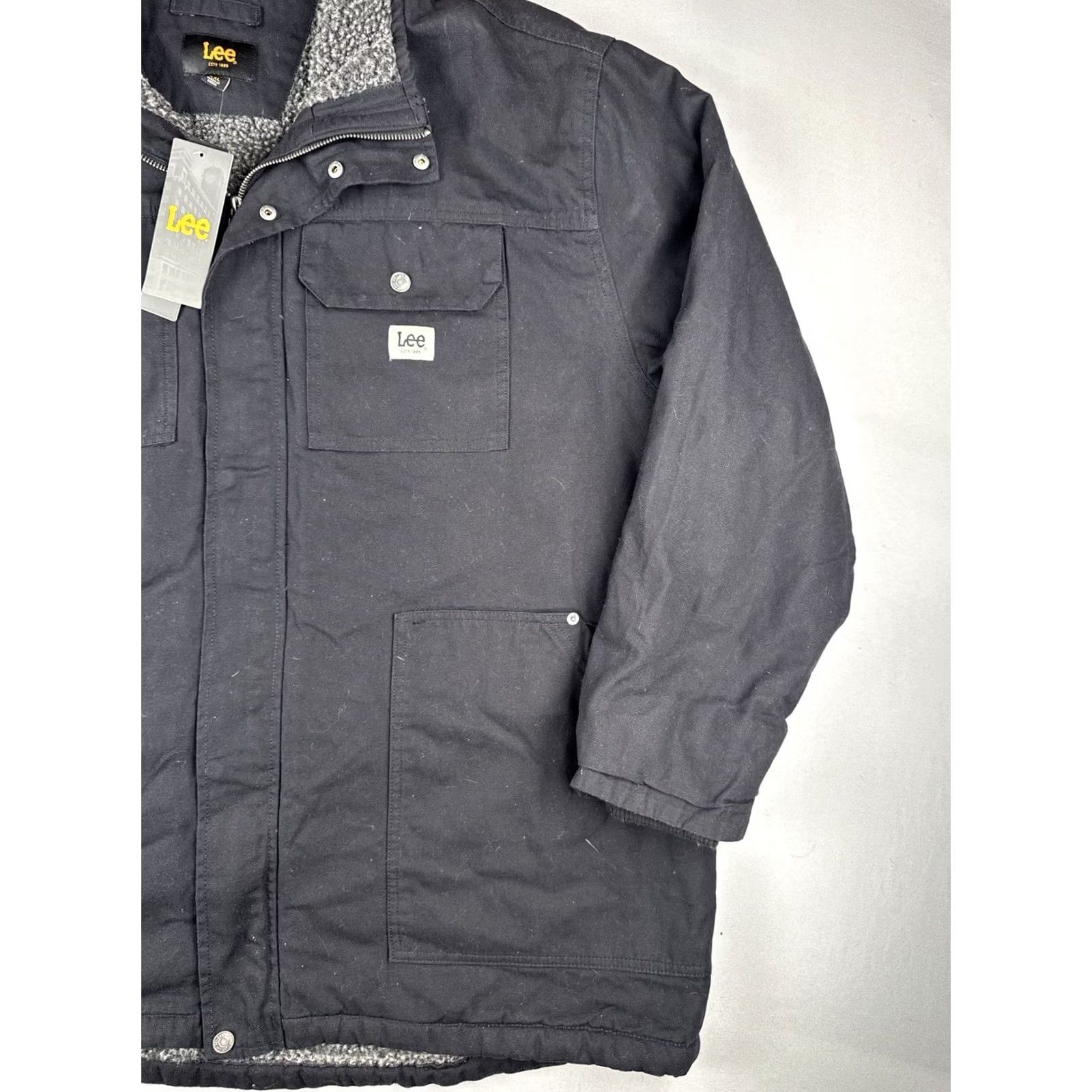 Lee Lee XXL Black Canvas Sherpa Lined Work Jacket Chore Coat NWT Mens Size US XXL / EU 58 / 5 - 4 Thumbnail