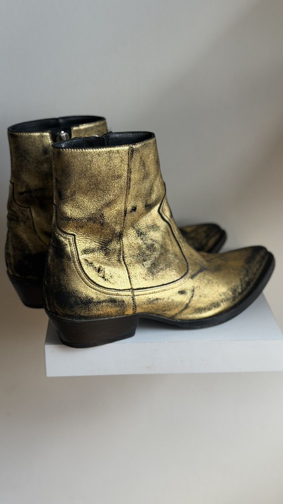 Amiri Amiri Gold Black Suede Leather Cowboy Boots 41 us8 Riri Size US 8 / EU 41 - 3 Thumbnail